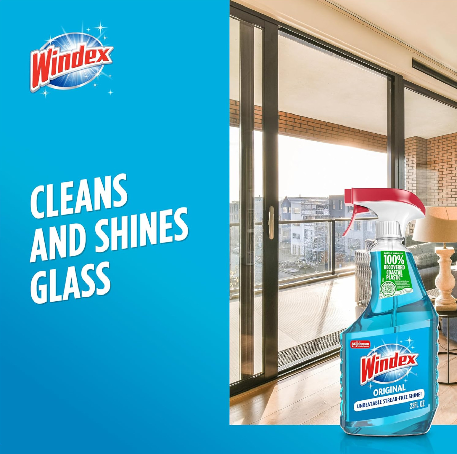 Windex Pack of 6 Glass and Window Cleaner Spray Bottle, Original Blue, 23 fl oz
