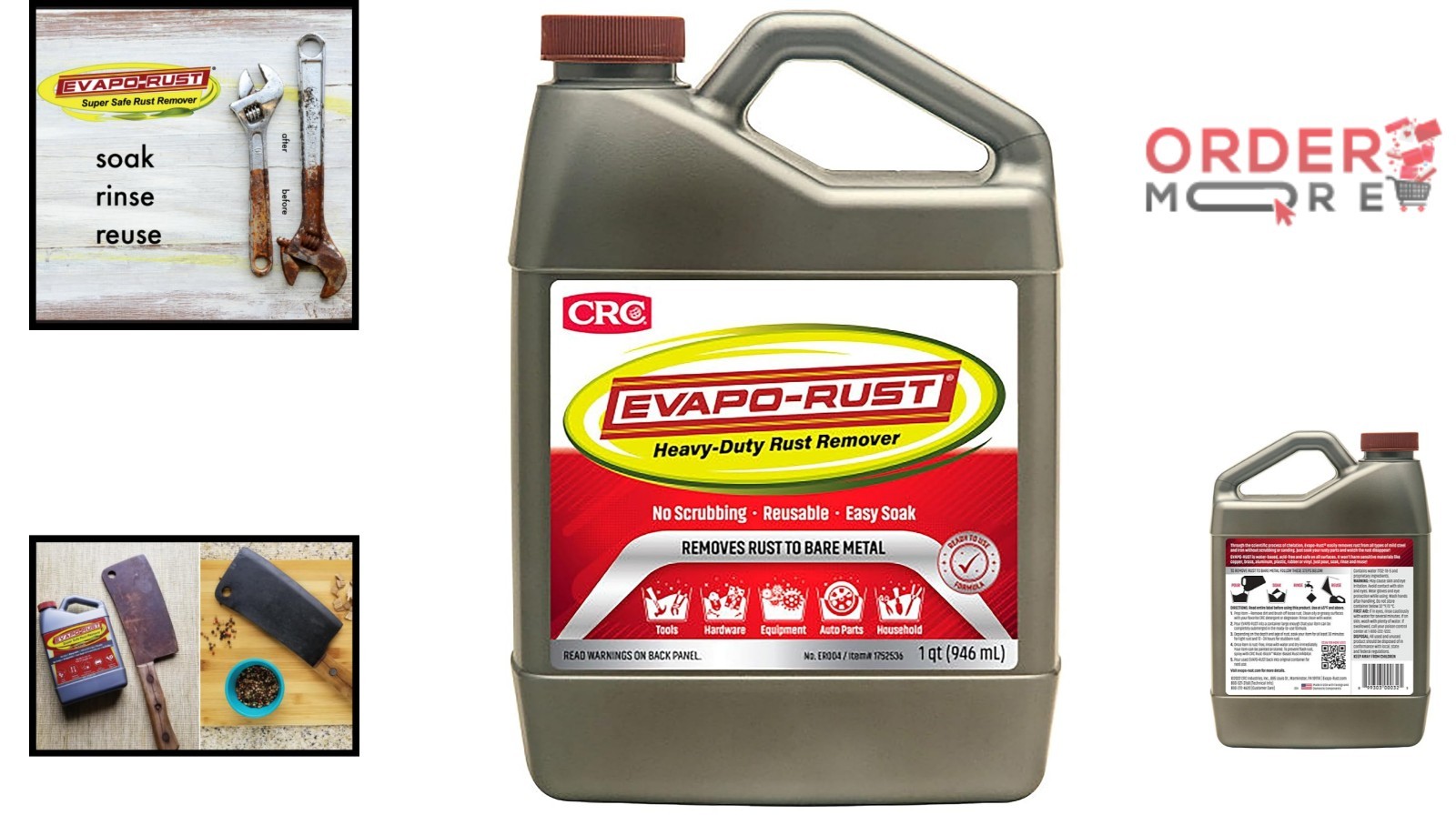 Heavy-Duty Rust Remover Water-Based 32 oz Reusable Non-Corrosive Acid-Free