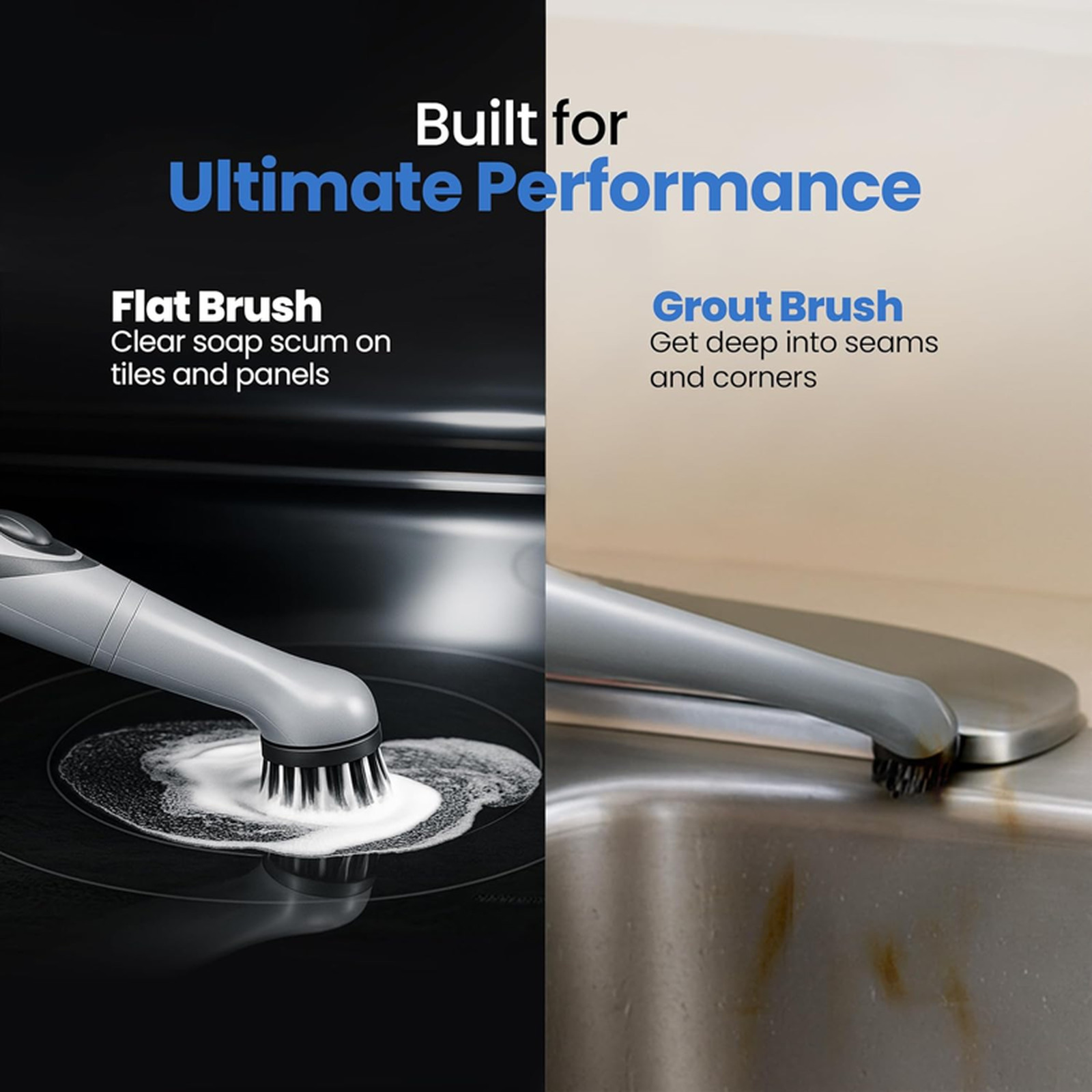 Electric Spin Scrubber Beest GroutCare 10000 Bathroom Cleaning Brush with Two