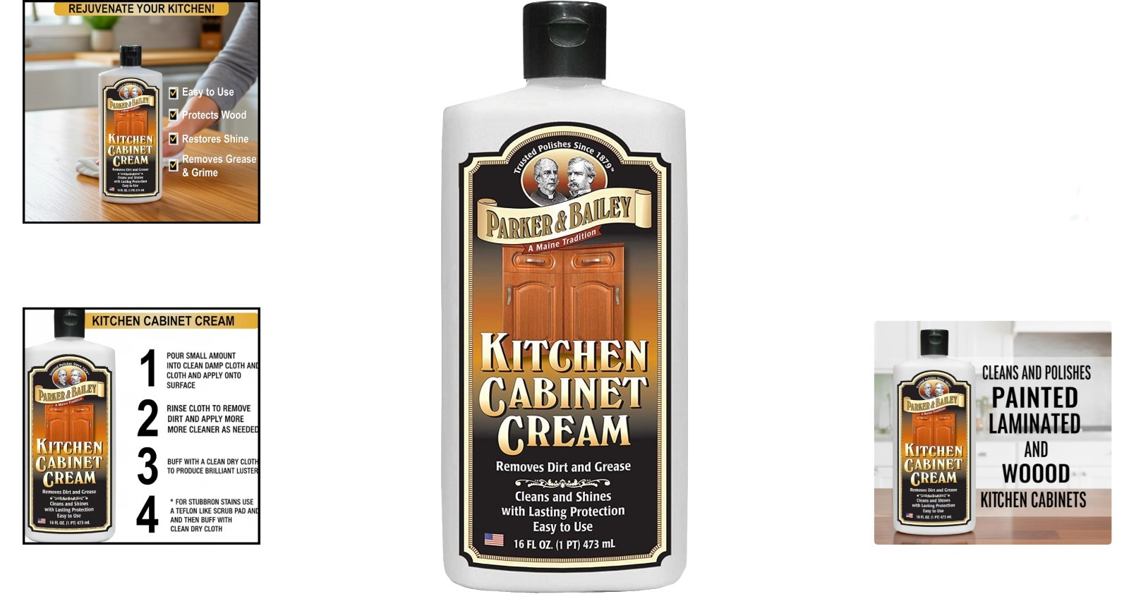 Natural Wood Cleaner & Restorer – Parker and Bailey Kitchen Cabinet Cream 16 oz