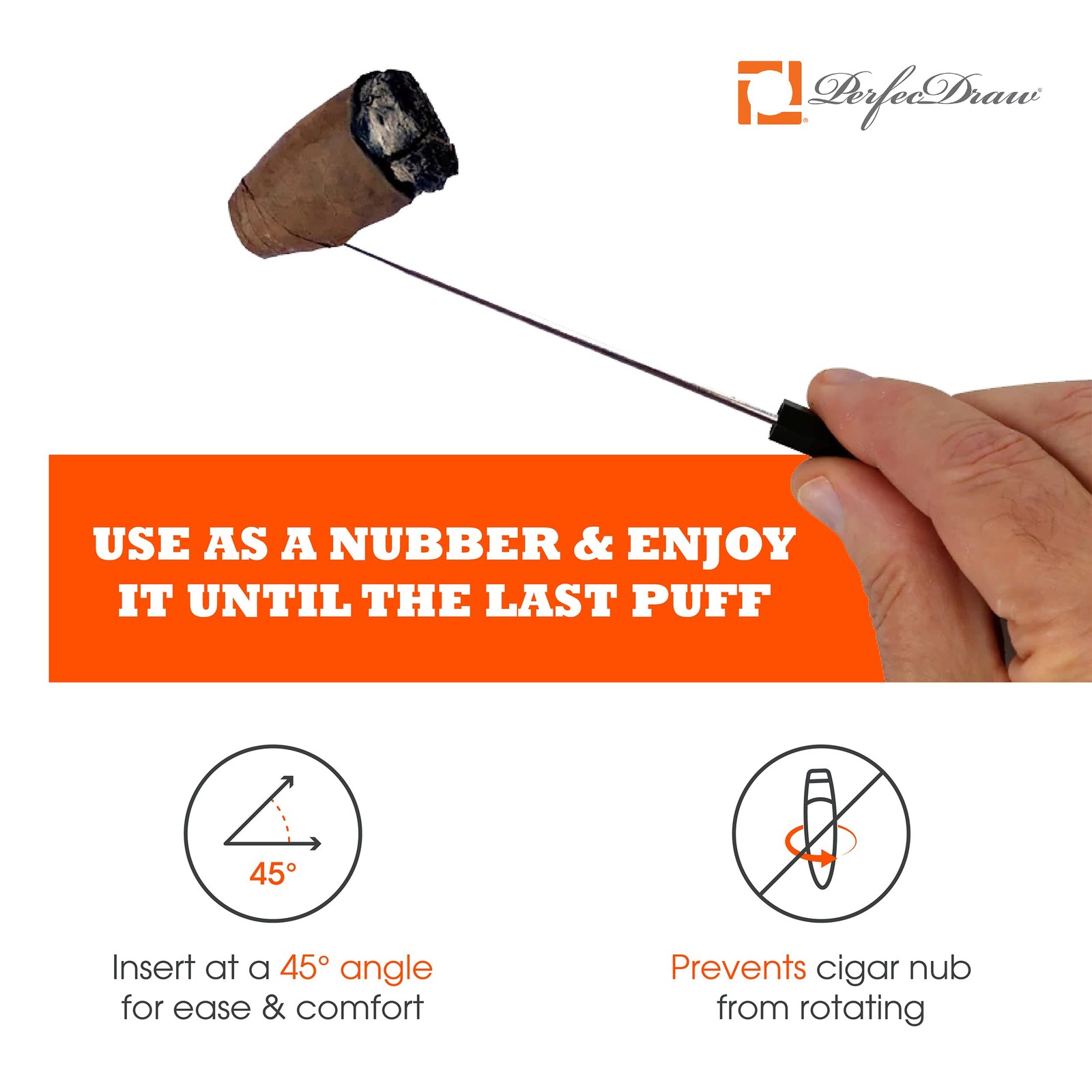 PerfecDraw Patented Cigar Draw Enhancer Tool and Nubber, 5 inches