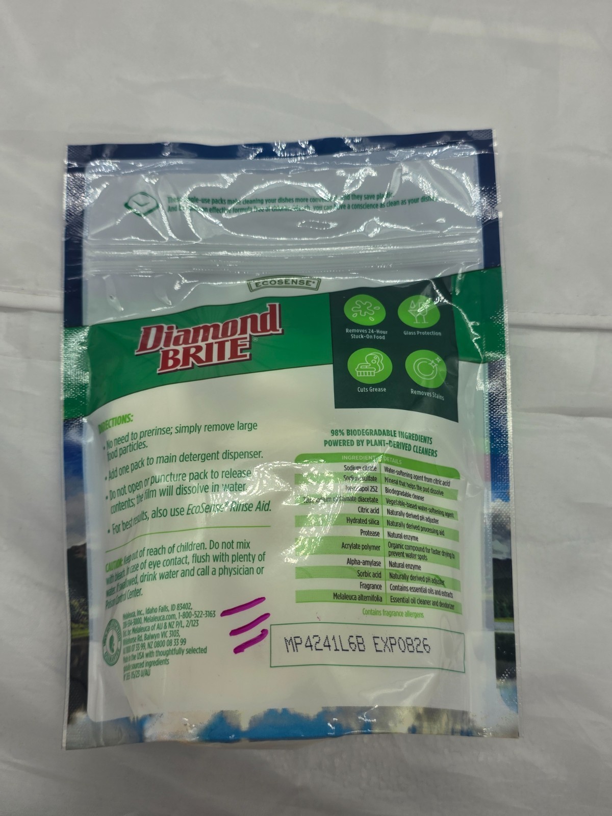 4 Melaleuca Ecosense Diamond Brite Automatic Dishwasher Detergent Total 110 pod