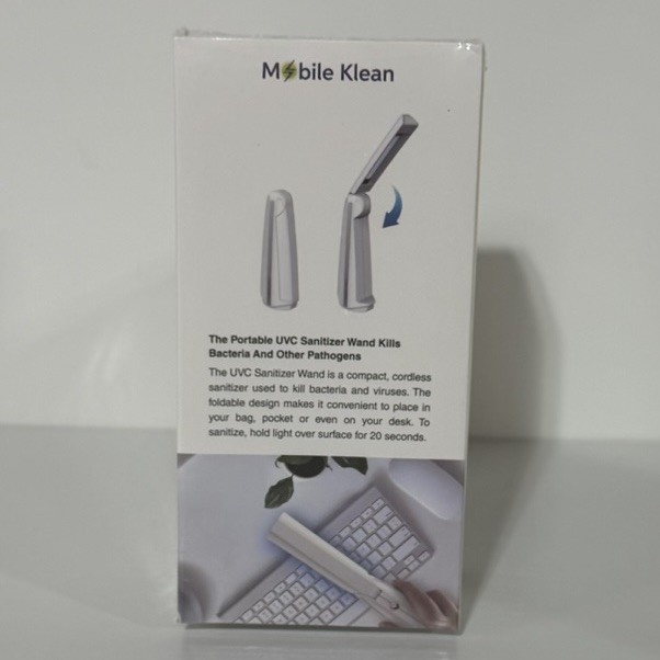 Mobile Klean Portable Sanitizing Wand- New in box and plastic packaging.