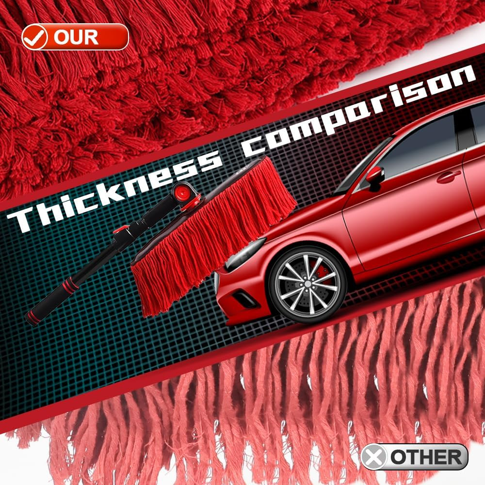 Car Duster Exterior with Extendable Handle, Scratch Free Auto Wash Brush Mop, In