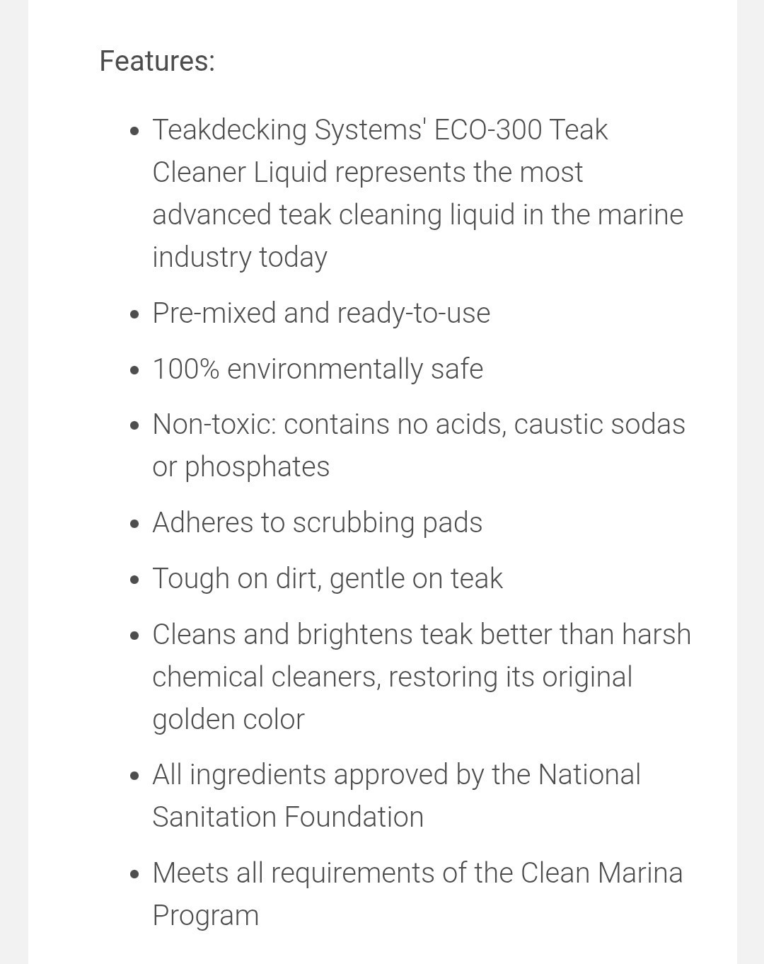Teak Decking Systems ECO-300 Liquid Teak Cleaner 5-gal