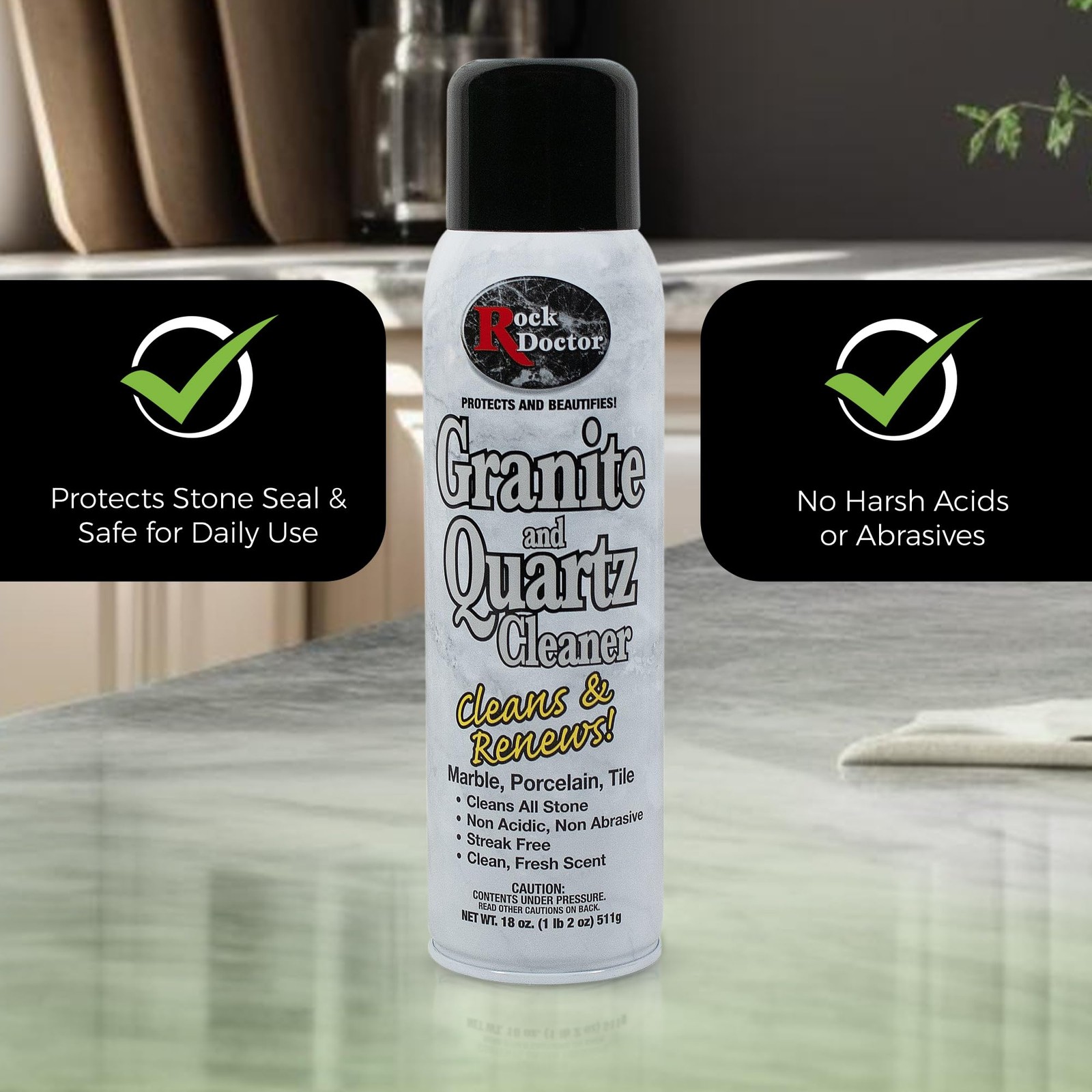 Granite & Quartz Cleaner Spray 18 oz. Can, Cleans Tile, Marble, Kitchen Count…