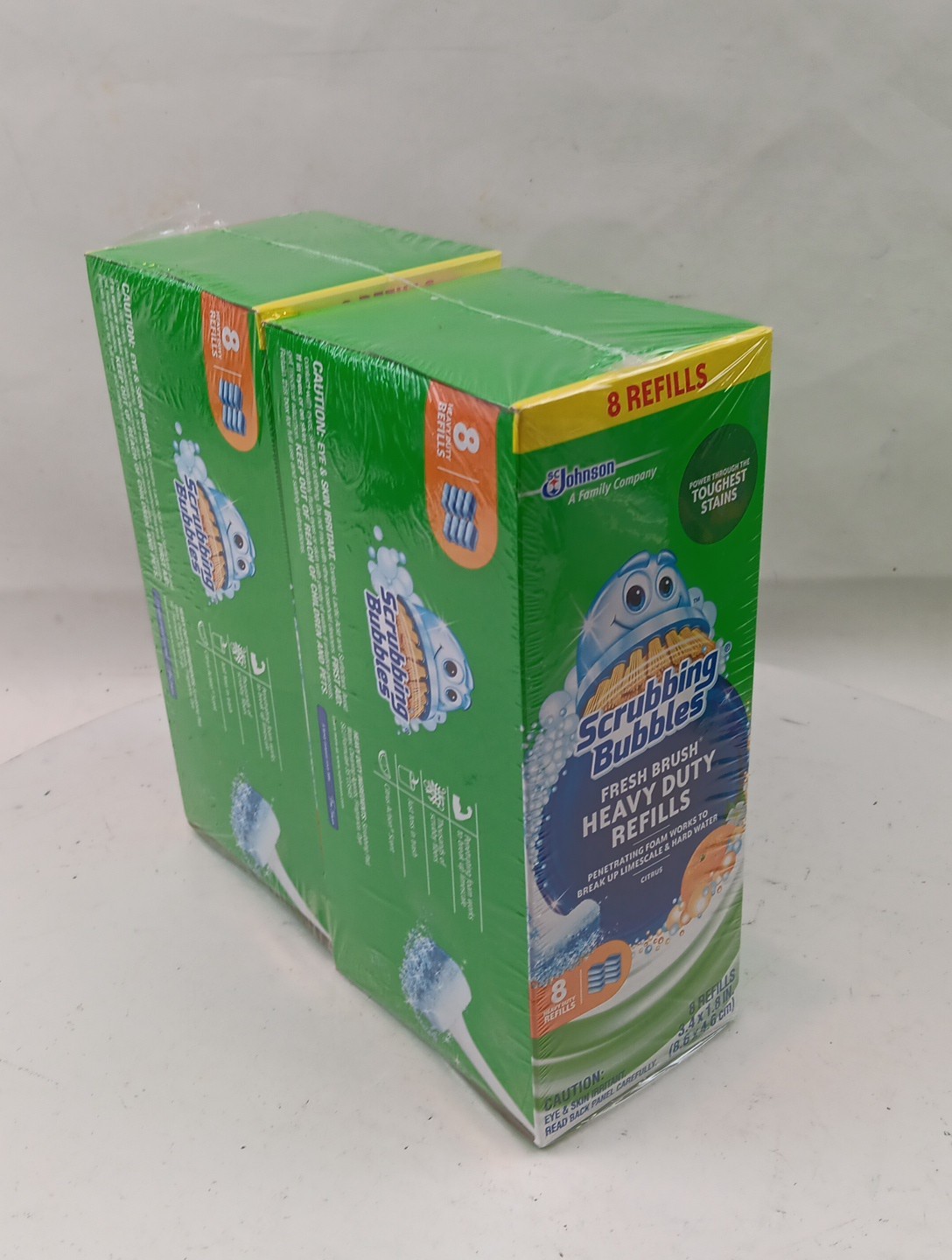 2 Pack Scrubbing Bubbles Fresh Brush Heavy Duty Refills Citrus, 16 Pads Total