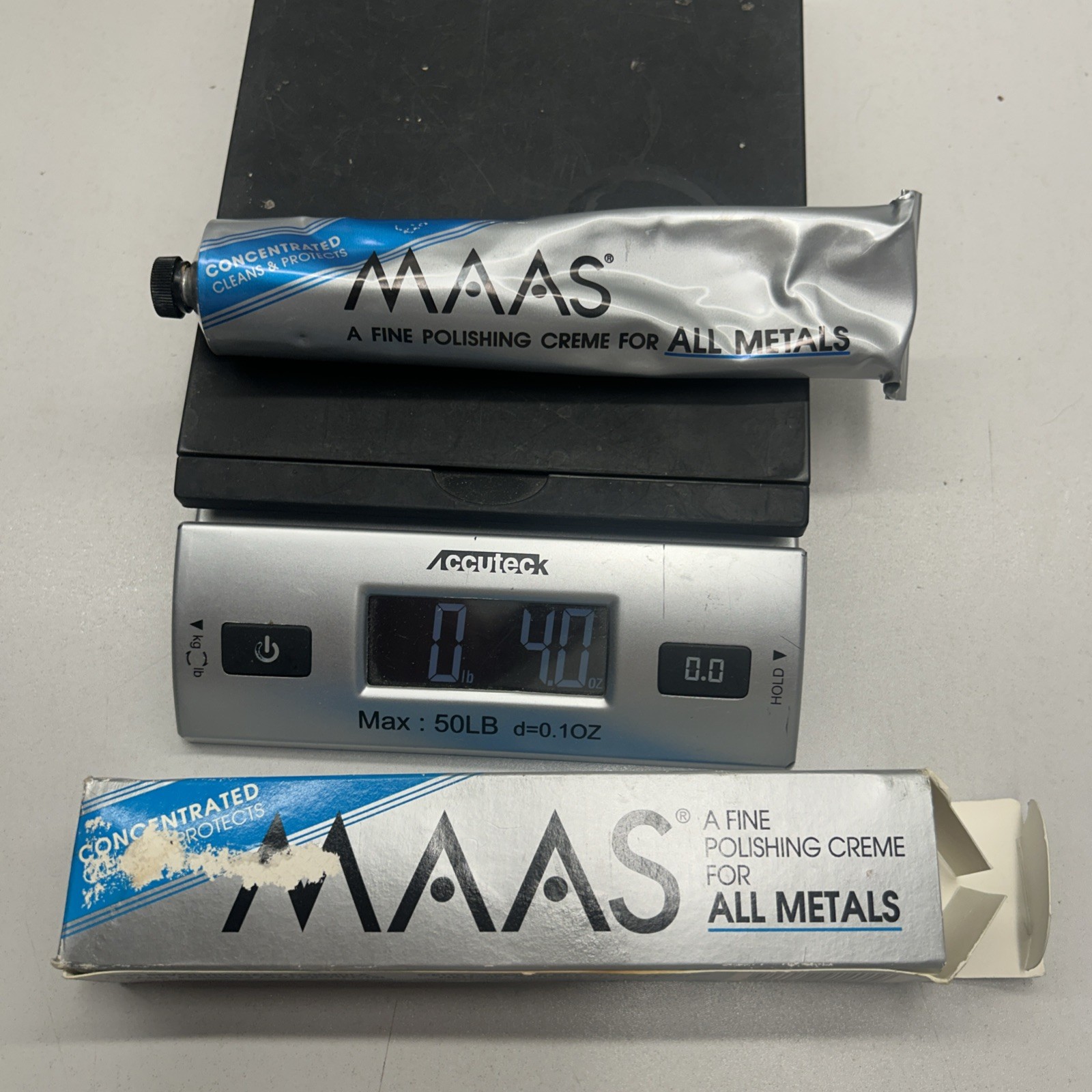 MAAS Concentrated A Fine Polishing Creme for All Metals 4 oz Tube Mostly Full