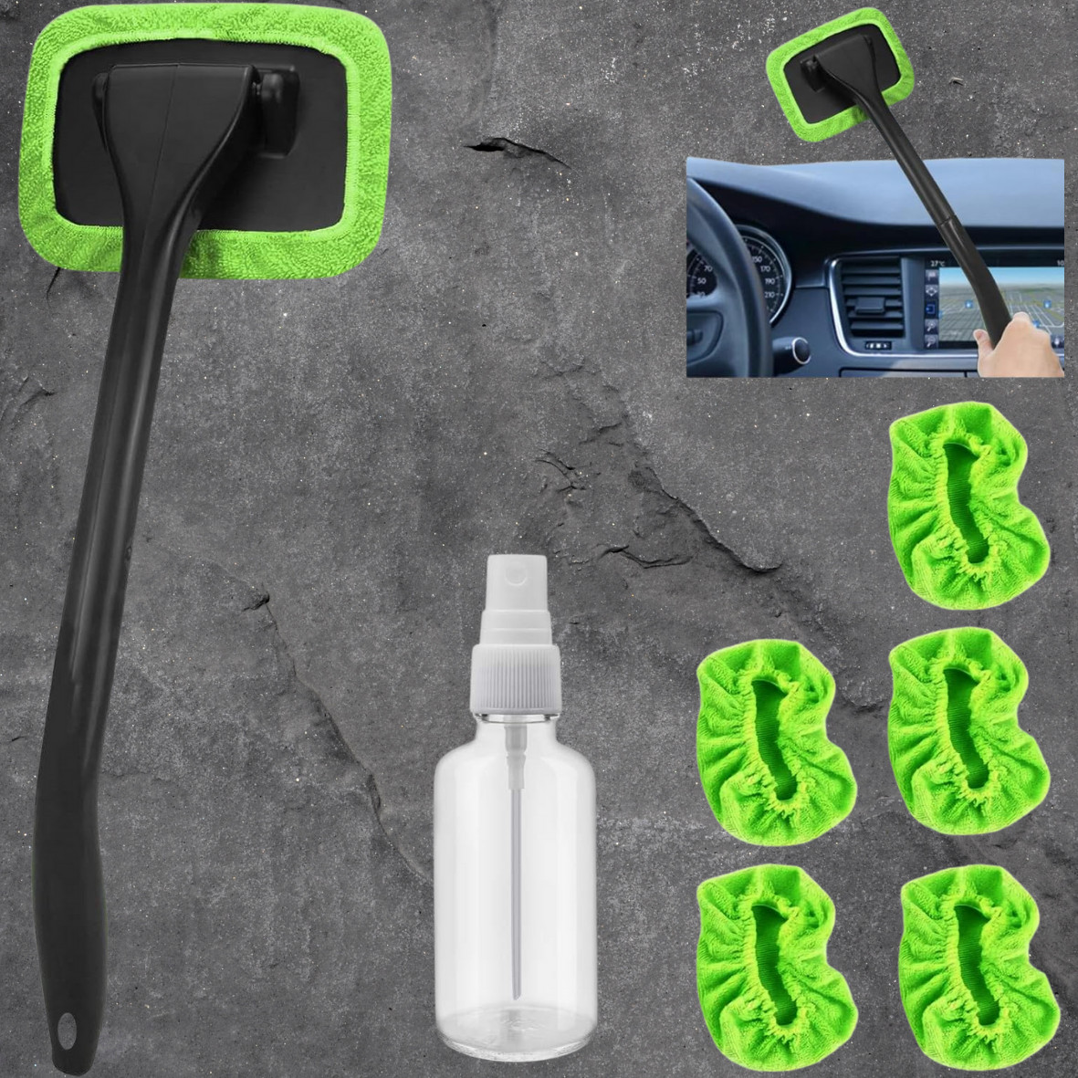 Windshield Cleaner Wand Microfiber Car Inside Window Cleaning Tool Anti Fog