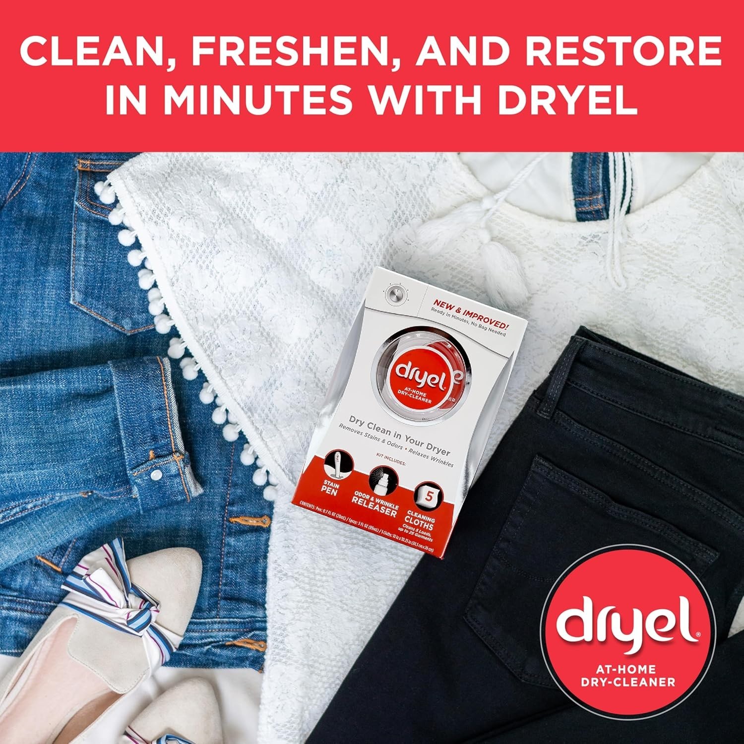 At-Home Dry Cleaner Kit, New and Improved Formula with Rapid Refresh Technology