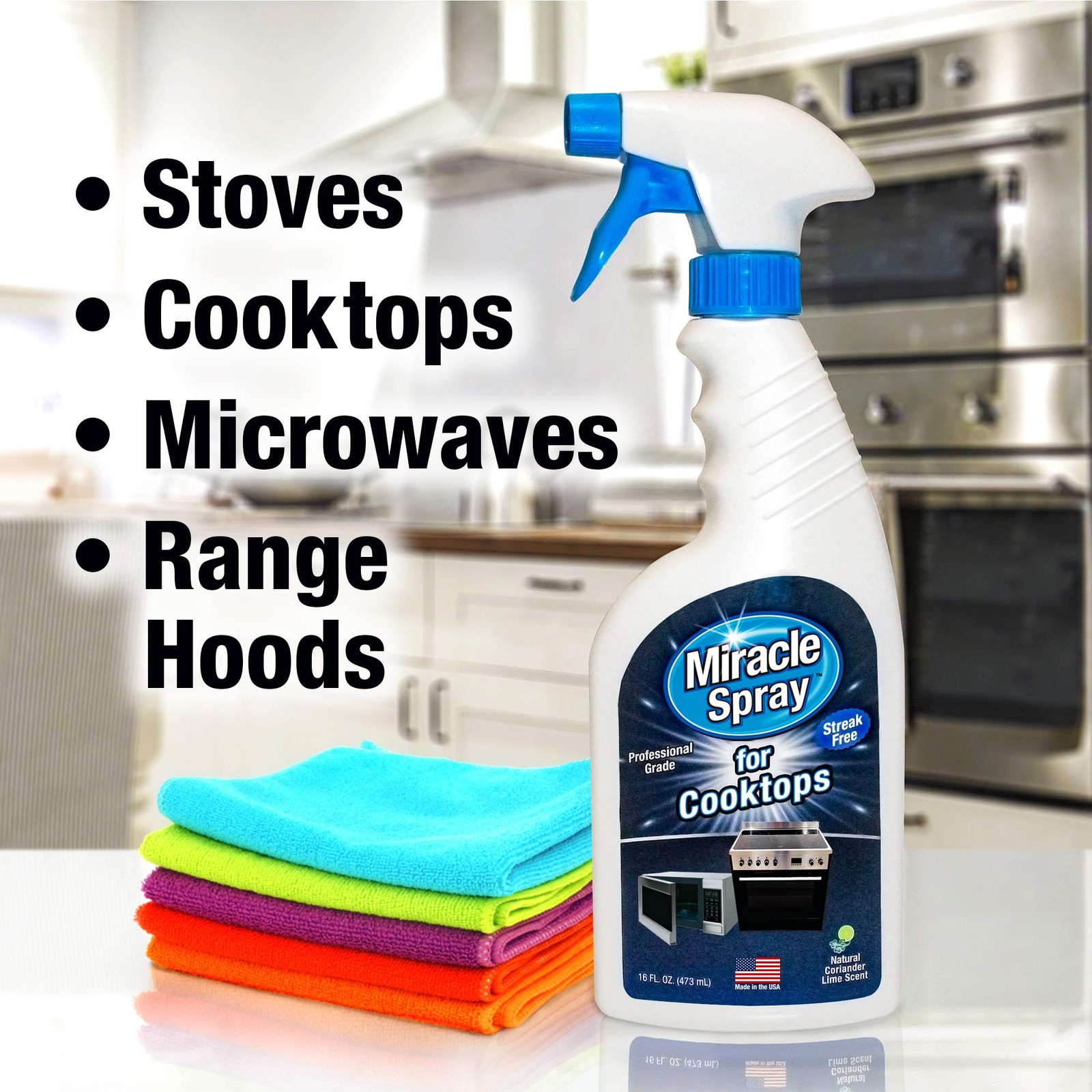 Microwave and Cooktop Cleaner Spray Removes Grease Grime Kitchen 16 oz