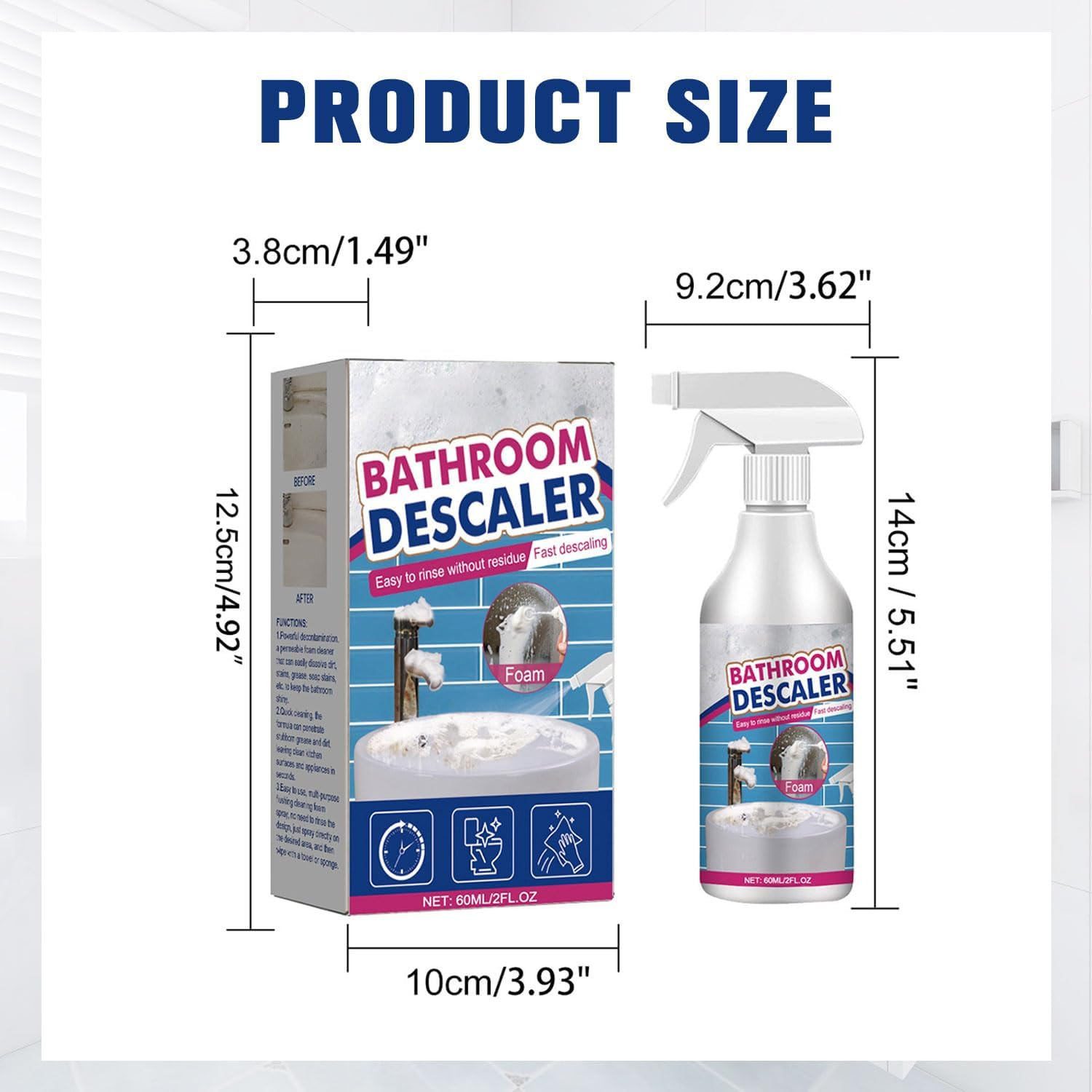 2PCS Stubborn Stains Cleaner, Bathroom Descaler Cleaner, Bathroom Foam Cleaner S