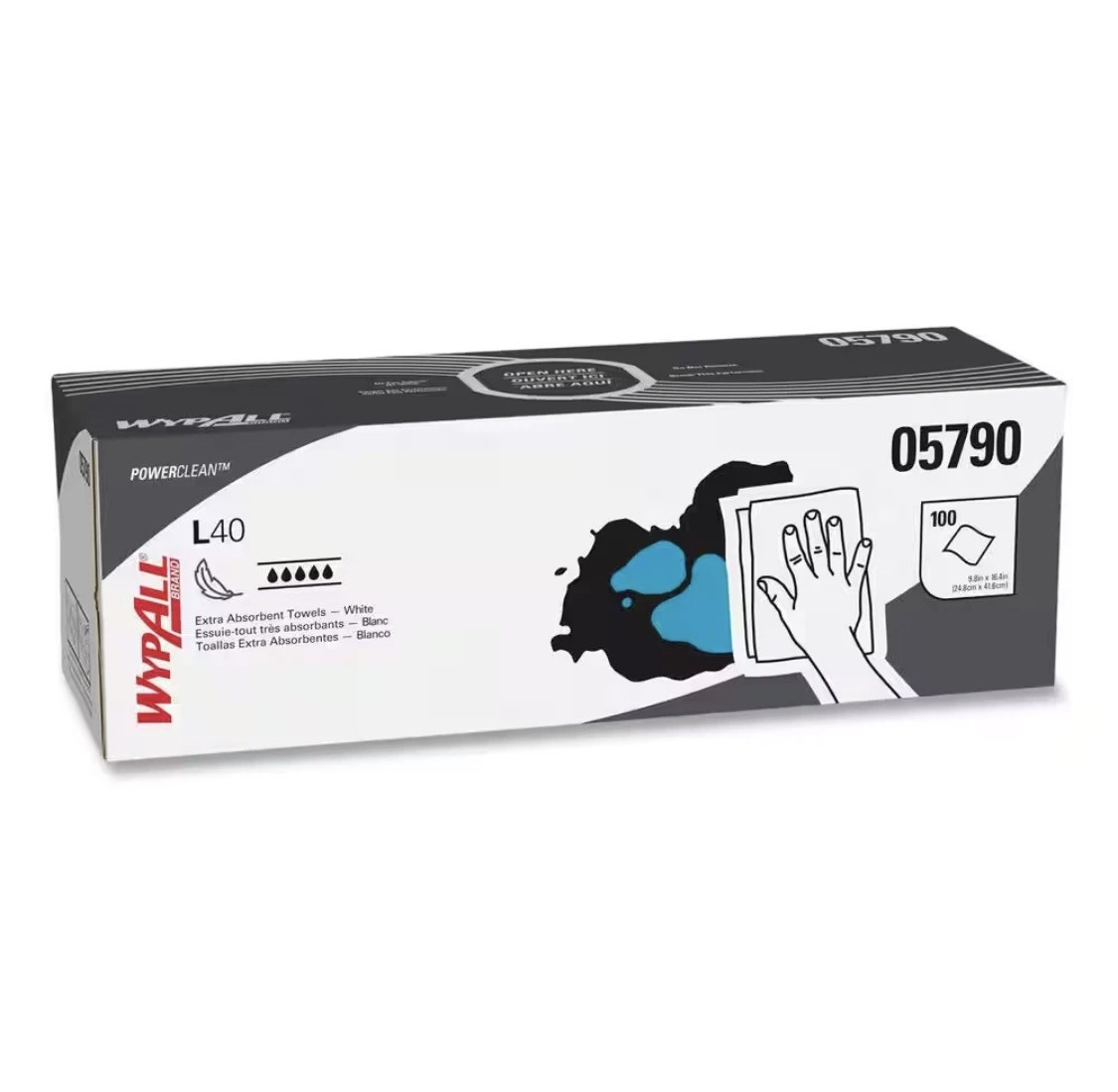 Wypall L40 Towels, POP-UP Box, White, 16-2/5 In. X 9-4/5 In., 100/Box, 9 Boxes