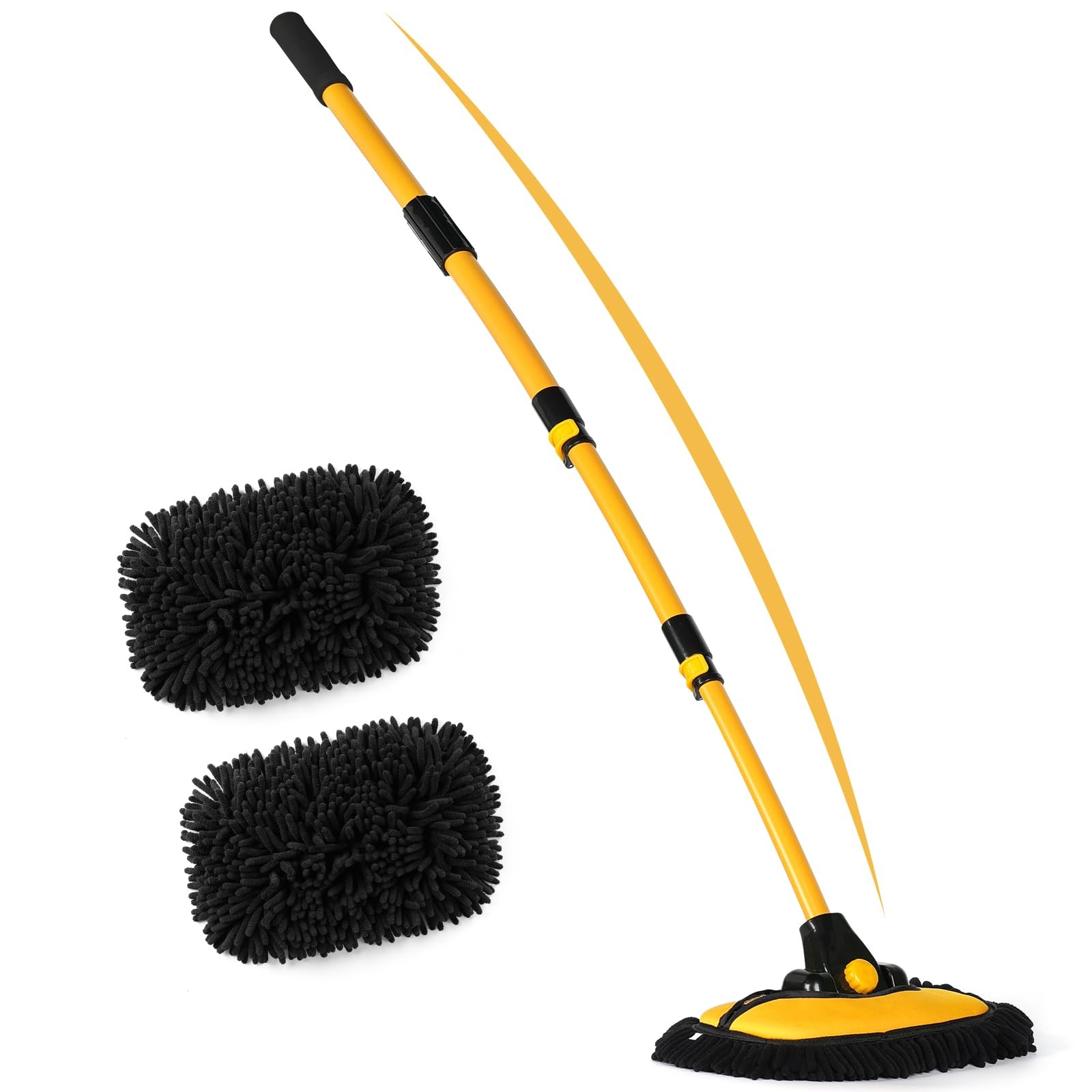 56.7 Car Wash Brush Mop Kit with Long Handle and Chenille Replacement Head”