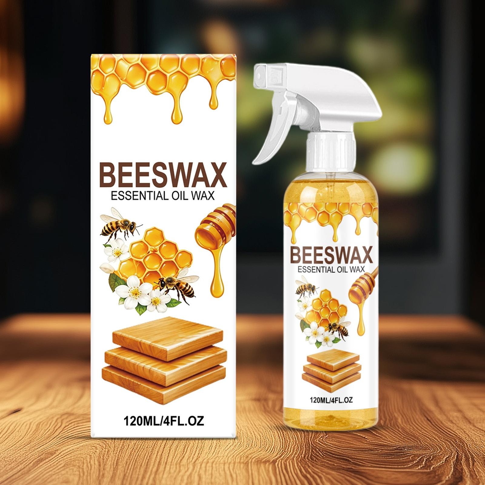 Beeswax Spray Essential Oil Wax,Multi-Purpose Furniture Polish,Wood Care Spray