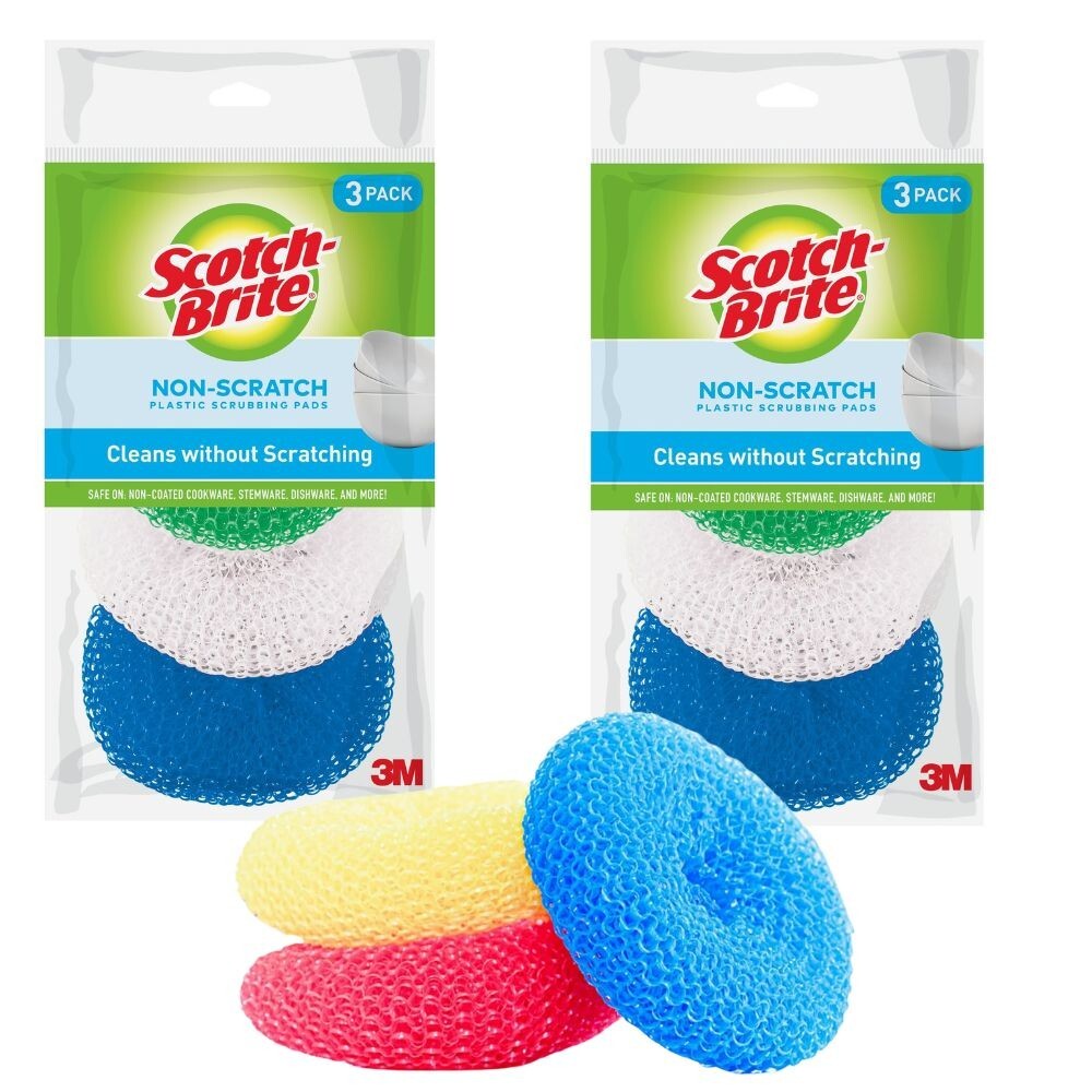 Scotch-Brite Non-Scratch Plastic 6 Scrubbing Pads Clean Dishes No Scratch Safe