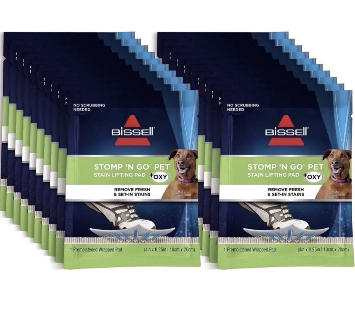 Bissel Stomp ‘N Go Pet Lifting Pads Oxy Stain Carpet Rug Cleaner 20 Pads Sealed