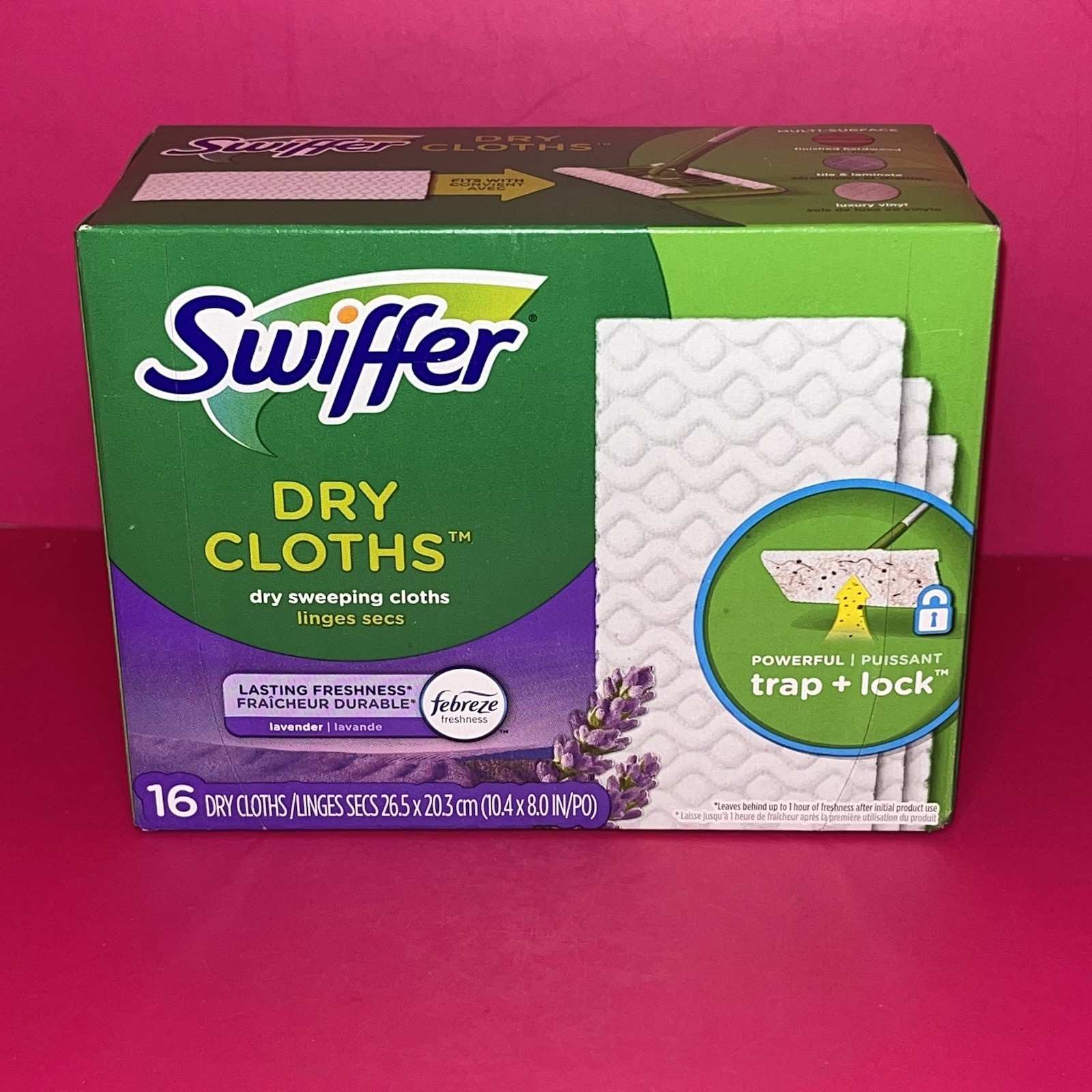 Swiffer Dry Sweeping Cloths Lavender Febreze Scent 16 Dry Cloths 2 Boxes