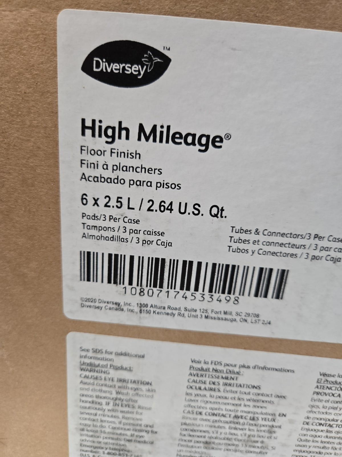 Diversey High Mileage Floor Finish 2.5L/2.64 US QT 95109638 QTY 2
