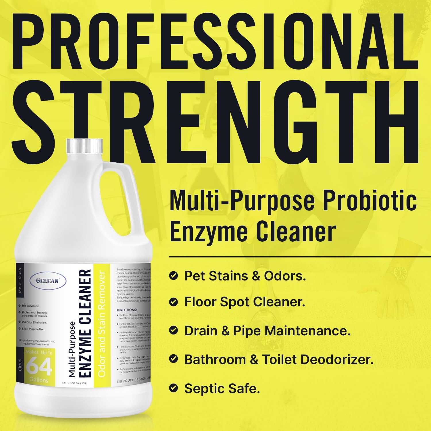 Multi-Purpose Probiotic Enzyme Cleaner, Made in USA – Pet Stain and Odor Remo…