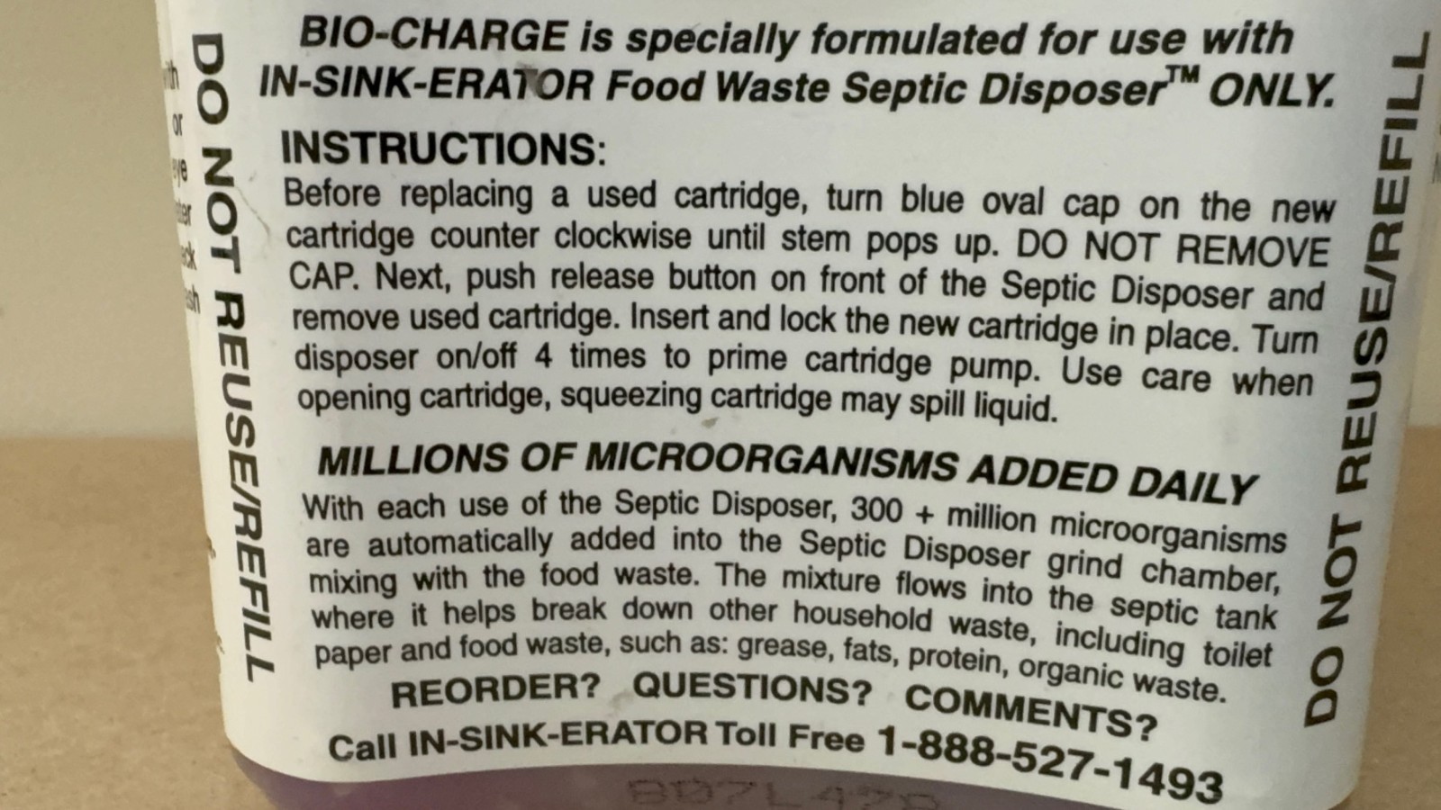 In-sink-erator Bio Charge. Concentrated Enzyme Septic Treatment.
