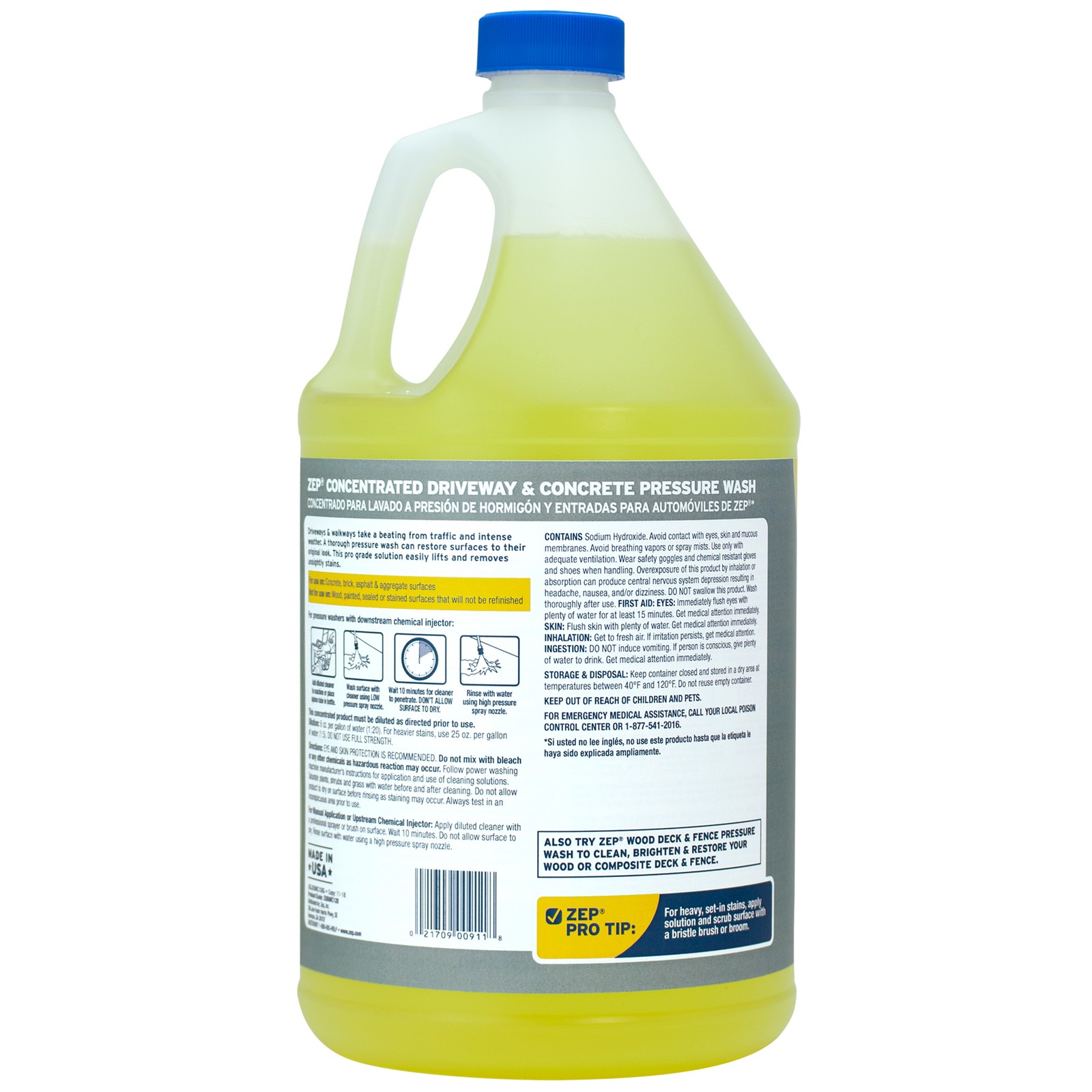 Zep Driveway and Concrete Pressure Wash Cleaner Concentrate – 1 Gal (Case of 4)