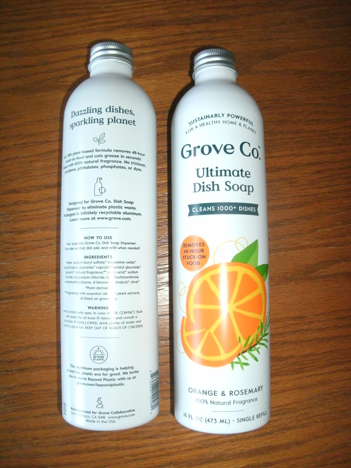 NEW Lot of 2 Grove Dish Soap orange & rosemary 16 oz ea refill cruelty free