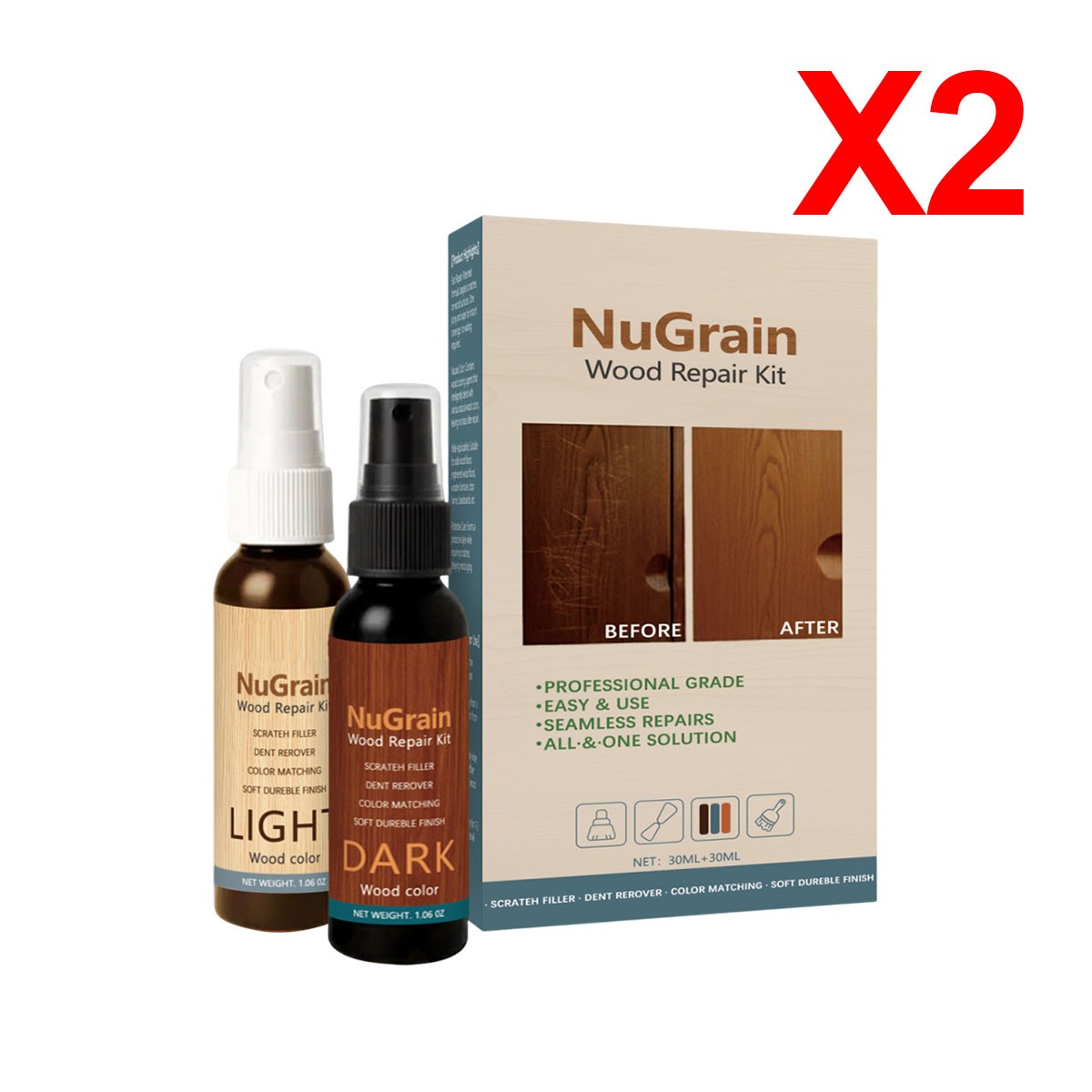 Wood Floor Scratch Repair Kit,Restore Finish For Wood Furniture Repair 30+30ml