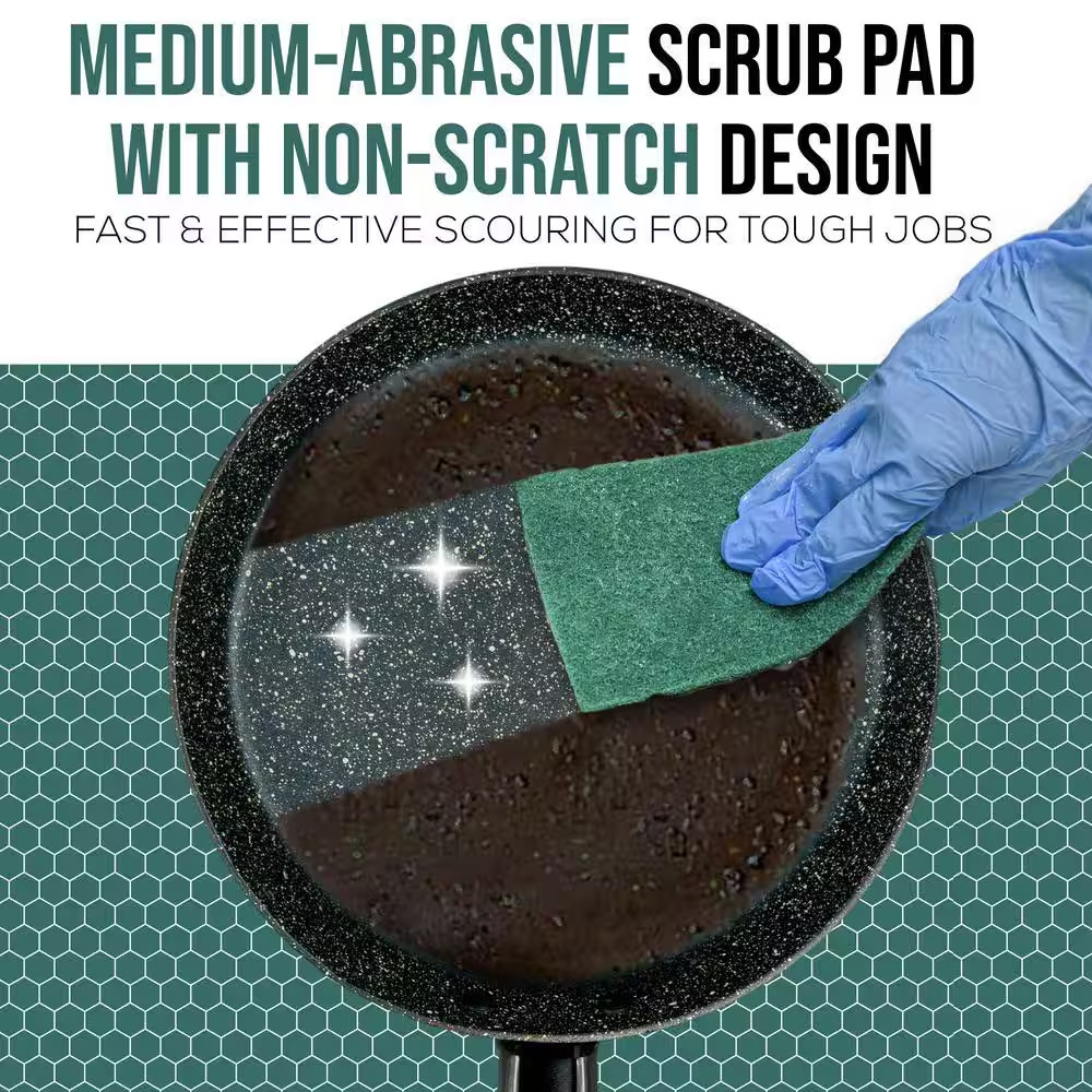 4 In. X 6 In. Scrubbing Pad Green, (40-Pack)