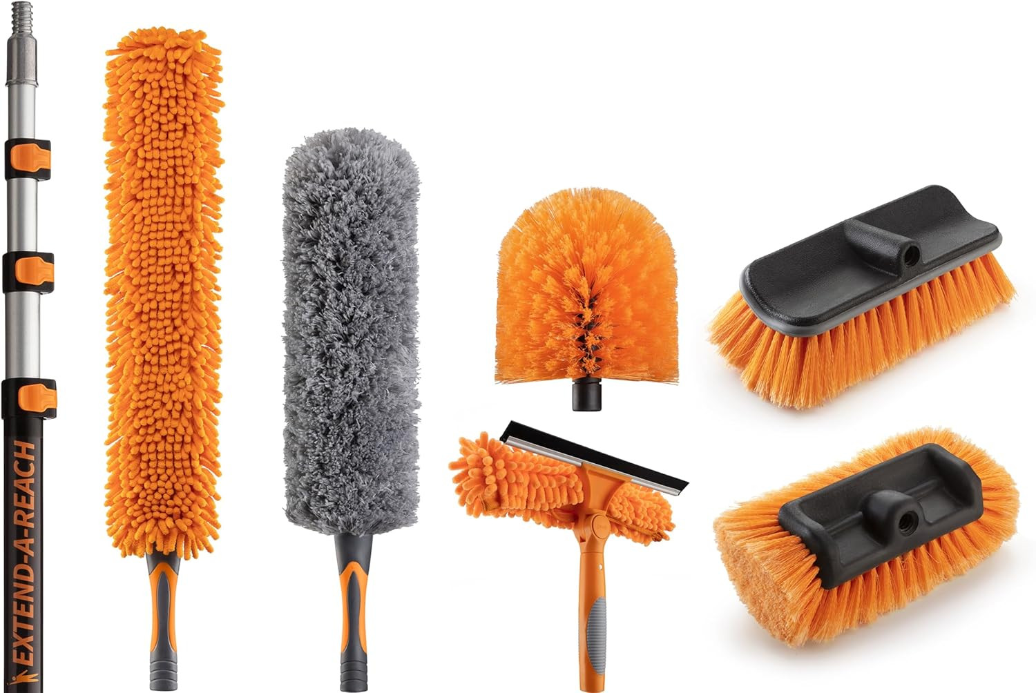 20 Foot High Ceiling Duster Kit and Scrub Brush with 4-12 Ft Extension Pole // T