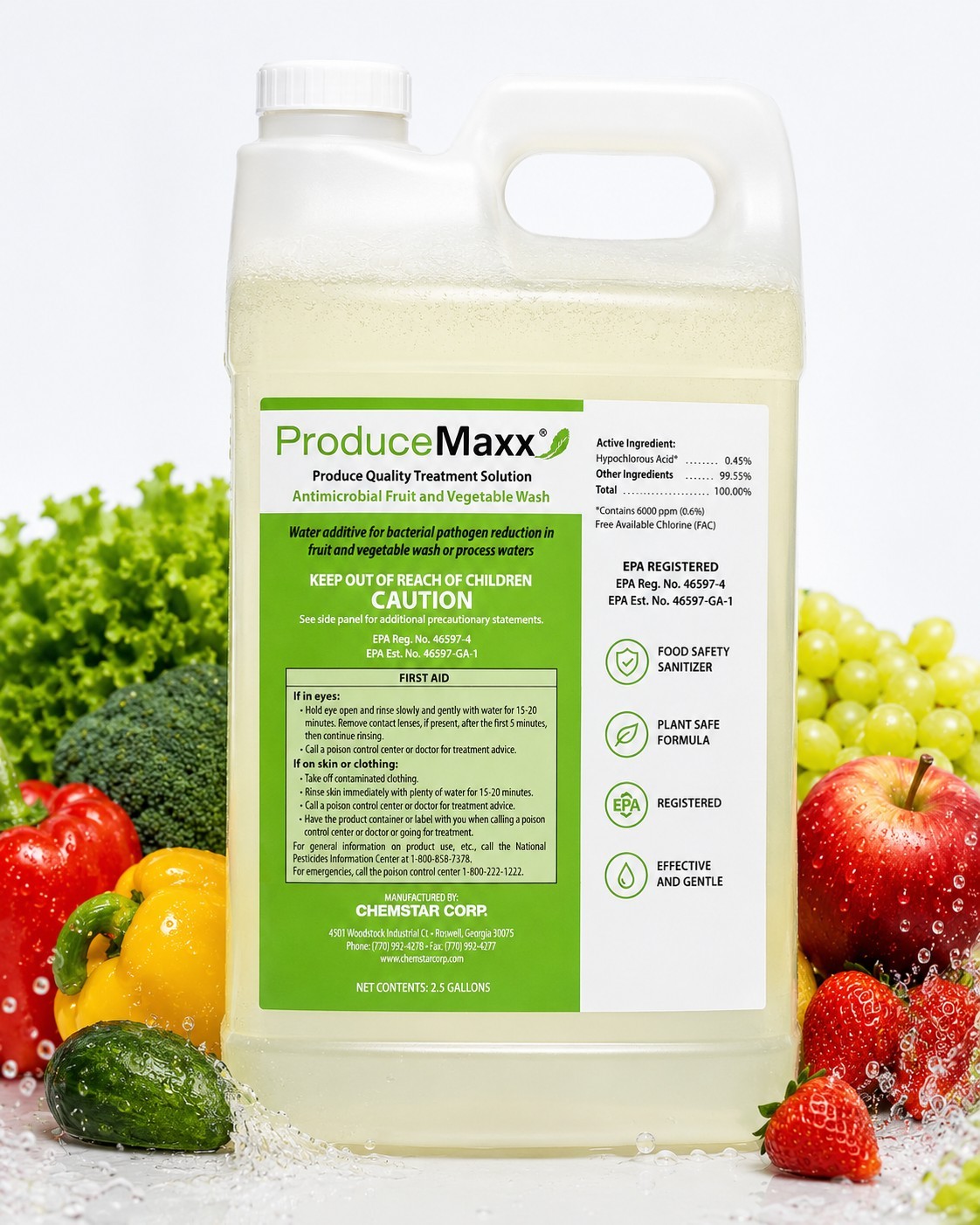 ProduceMaxx Antimicrobial Fruit & Vegetable Wash Solution 2.5 Gallon Food Safety