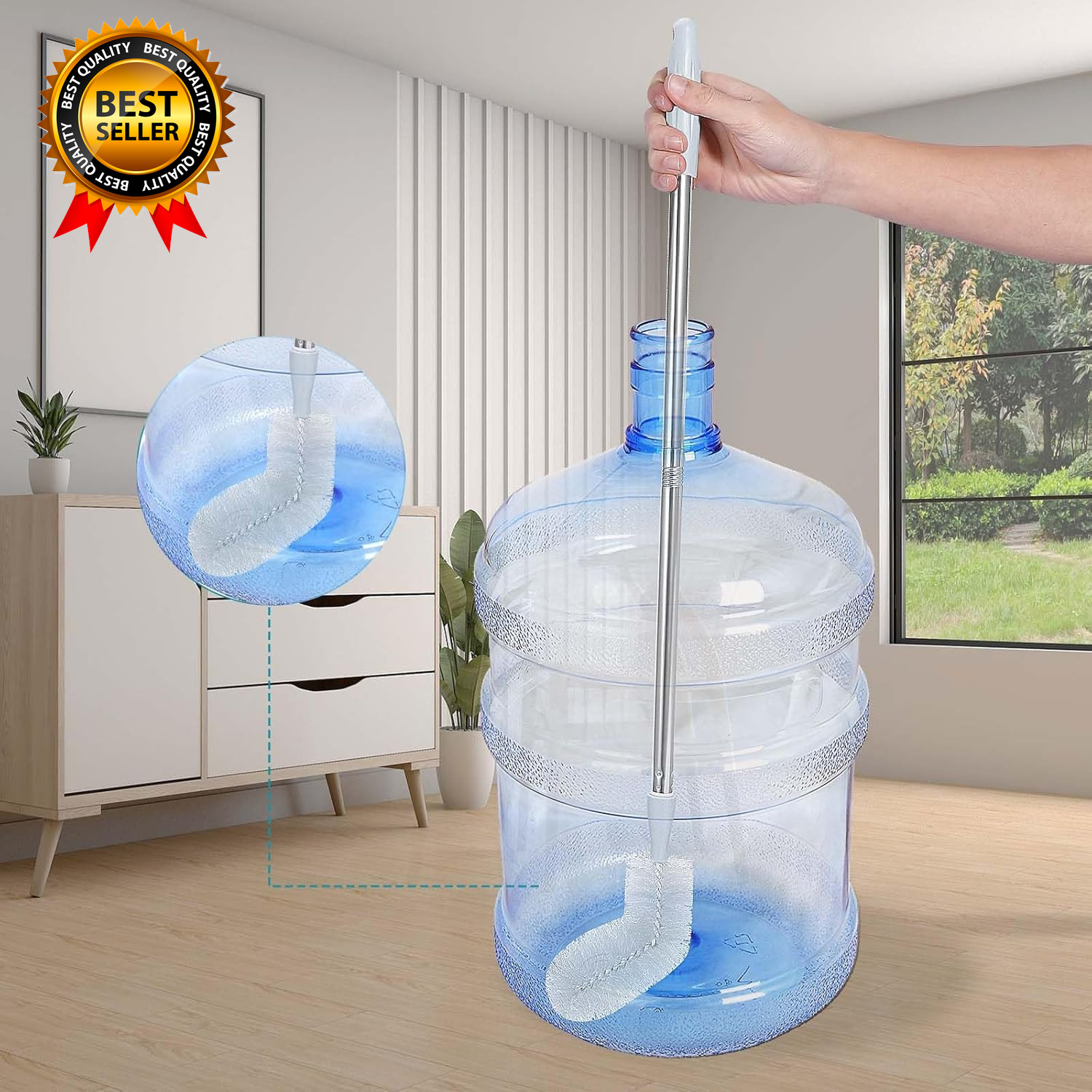 2-Pack 28’ Long Bottle Brush 3 and 5 Gallon Bottle Cleaning Brush Water Bottle