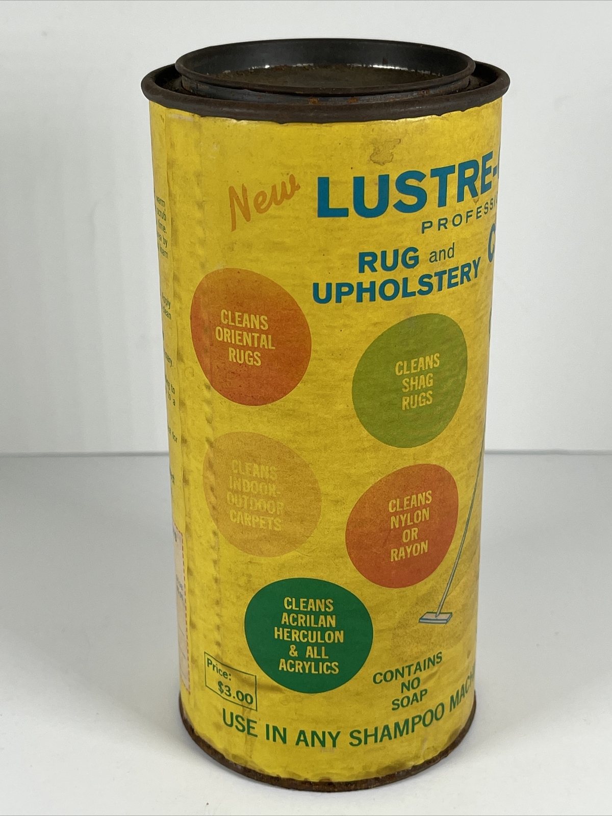 1970 Powered Lustre-Clene Non Toxic 9oz Shag Oriental Rugs NOT FOR USE Decor VTG