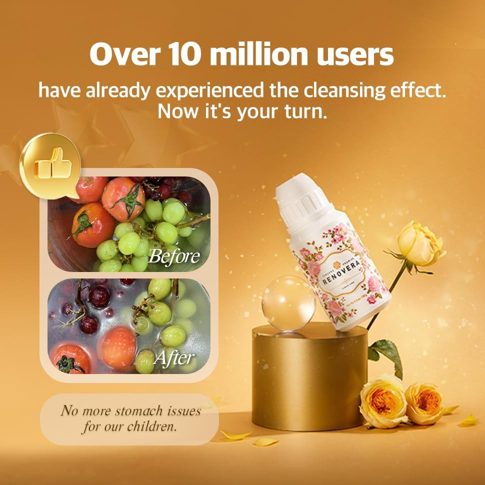 Renovera Fruit & Vegetable Wash | 1 Bottle Lasts 1 Year, Gentle Enough for Baby