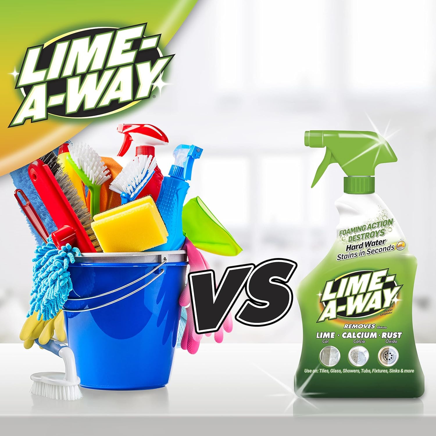 Lime-A-Way Hard Water Stain Remover Spray, Removes Lime, Calcium & Rust in Secon