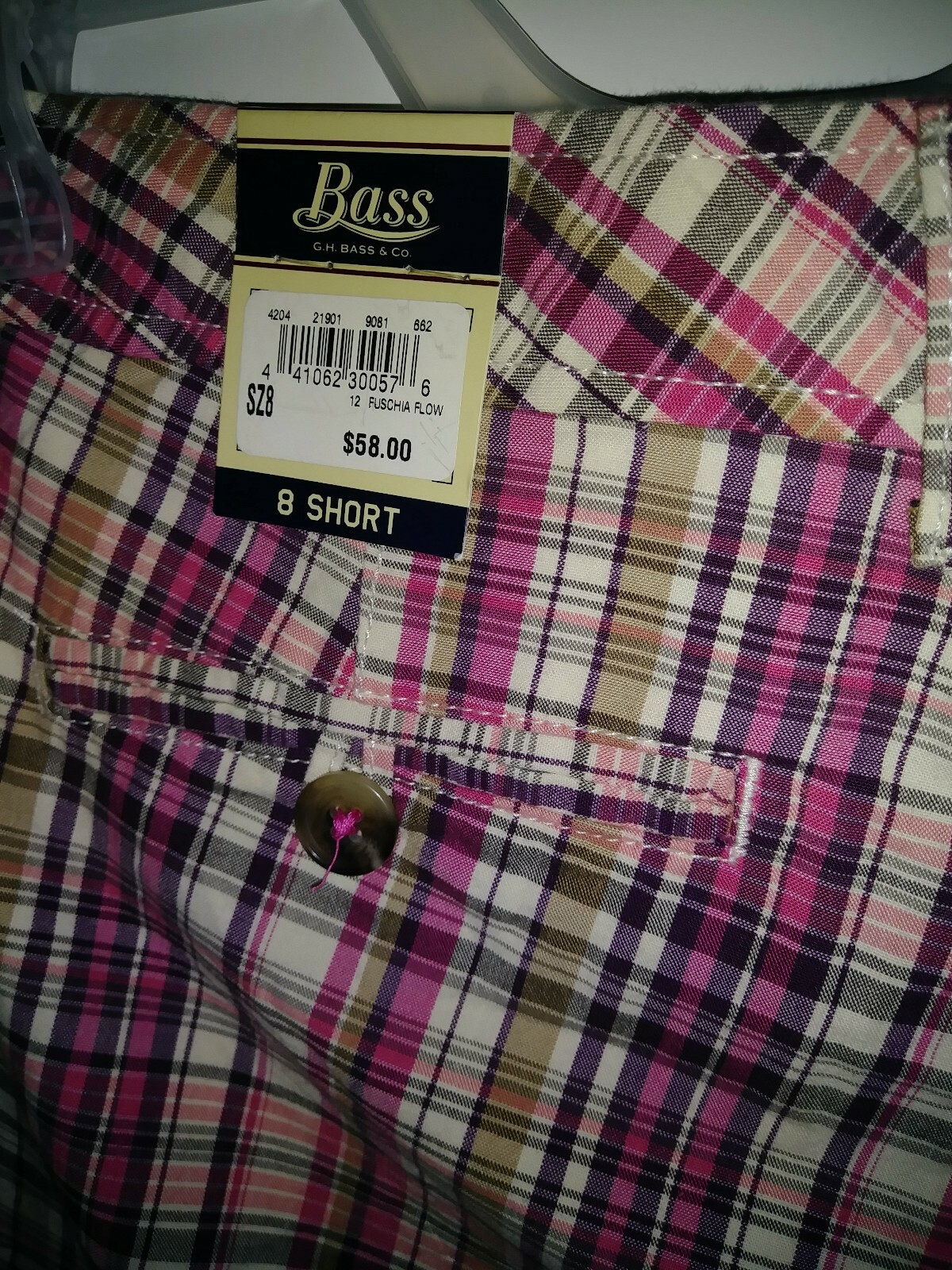 BASS HERITAGE FUCHSIA FLOW SHORT PANTS SIZE 8 SHORT 100% COTTON NWT RETAIL$58.00