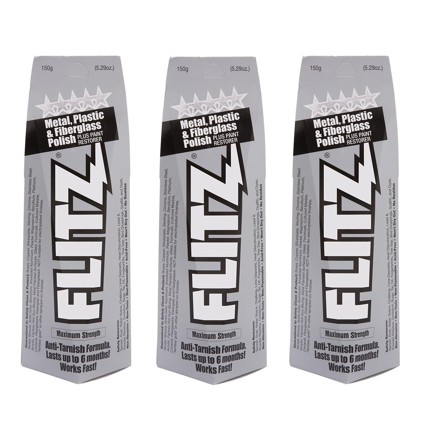 3 PACK Flitz Metal Polish Paste 5.29oz – Cleaner for Metal, Plastic & Fiberglass