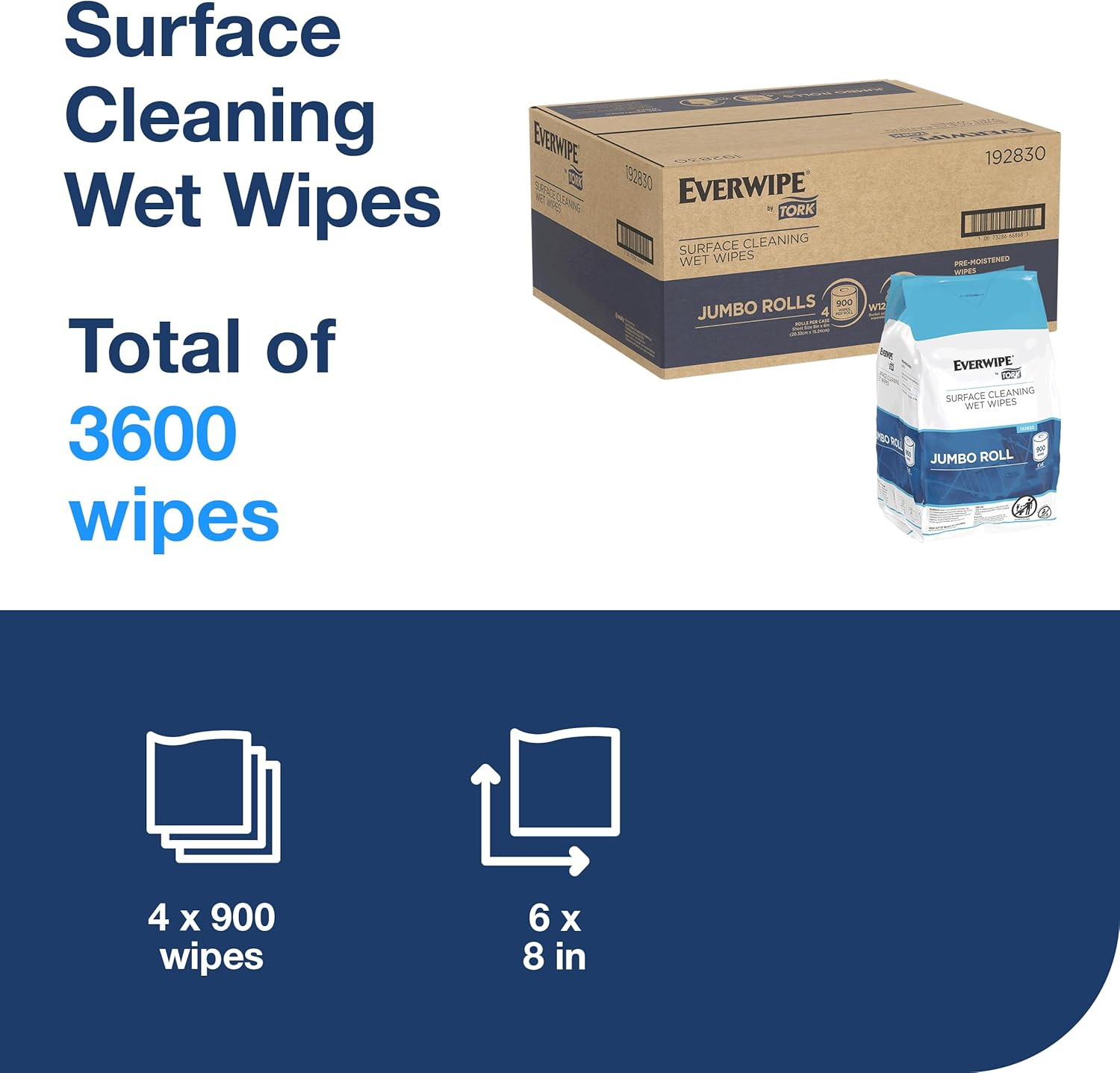 Everwipe Jumbo Surface Cleaning Wet Wipes – 3600 Total Wipes, Fresh Scent
