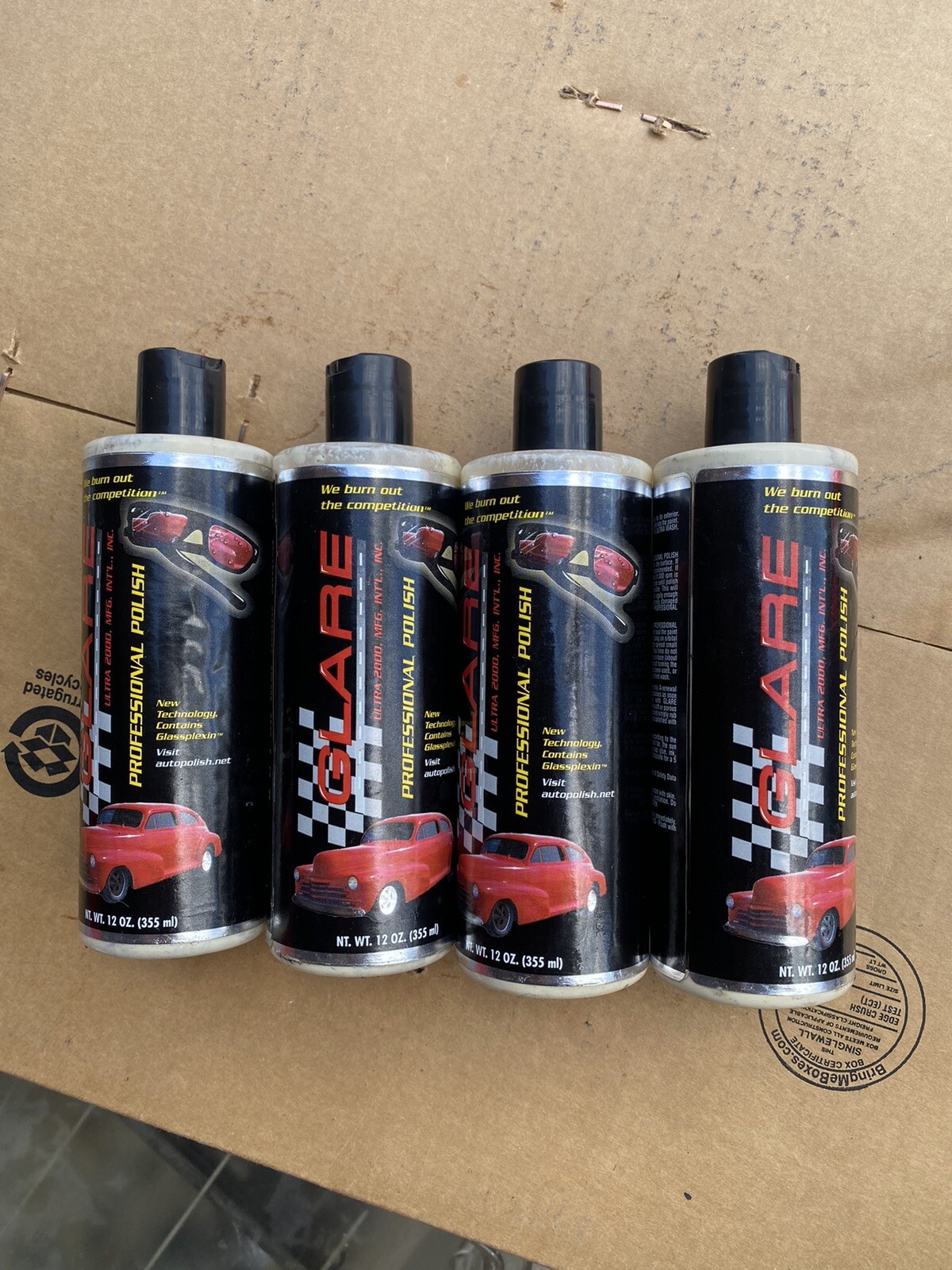 GLARE Ultra 2000 PROFESSIONAL AUTO CAR PAINT POLISH WAX 12OZ 4 BOTTLE LOT NEW!