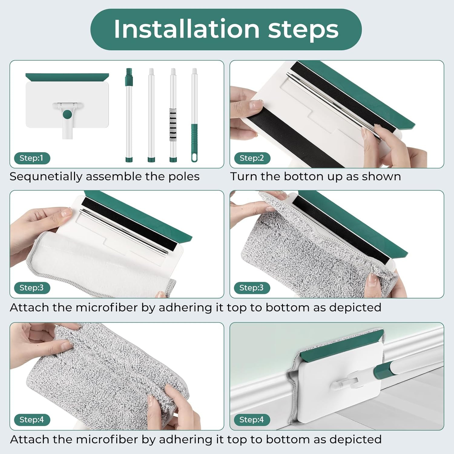 Baseboard Cleaner Tool with Handle, 60″ Extendable Long Handle Baseboard Cleaner