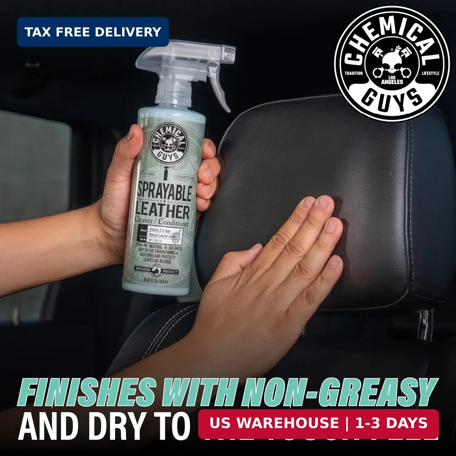 Chemical Guys Sprayable Leather Cleaner and Conditioner in One – Cleans, Conditi