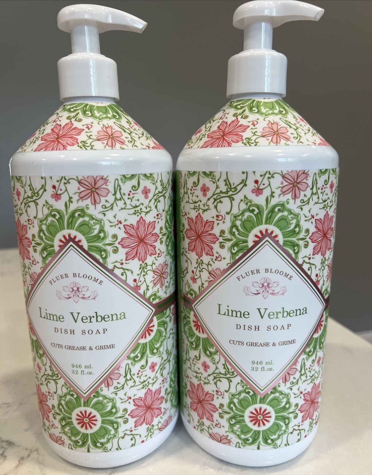 2-Pack Home and Body Co ~ Lemon Verbena Dish Soap 32 floz each Fluer Bloome New