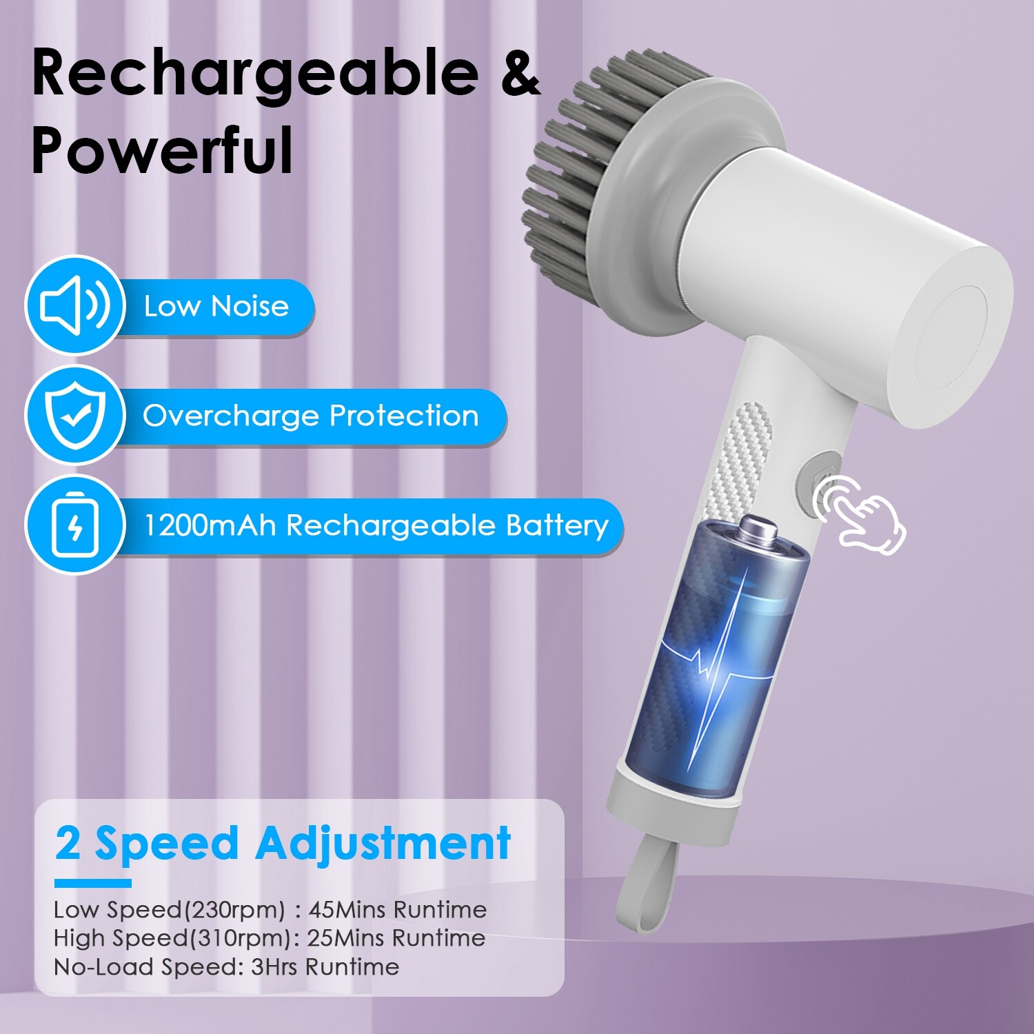 Electric Spin Scrubber Power Scrubber Cordless With 4 Replaceable Cleaning Brush