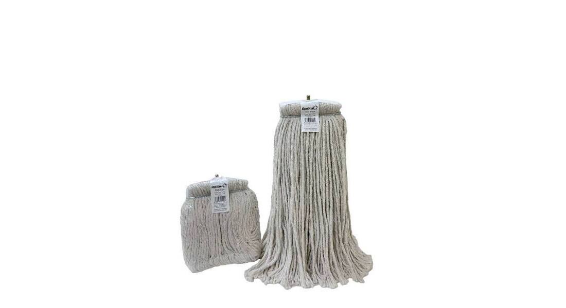 16 oz. 4-Ply Natural Cotton Metal Screw Type Headband Cut End Mop Head off white