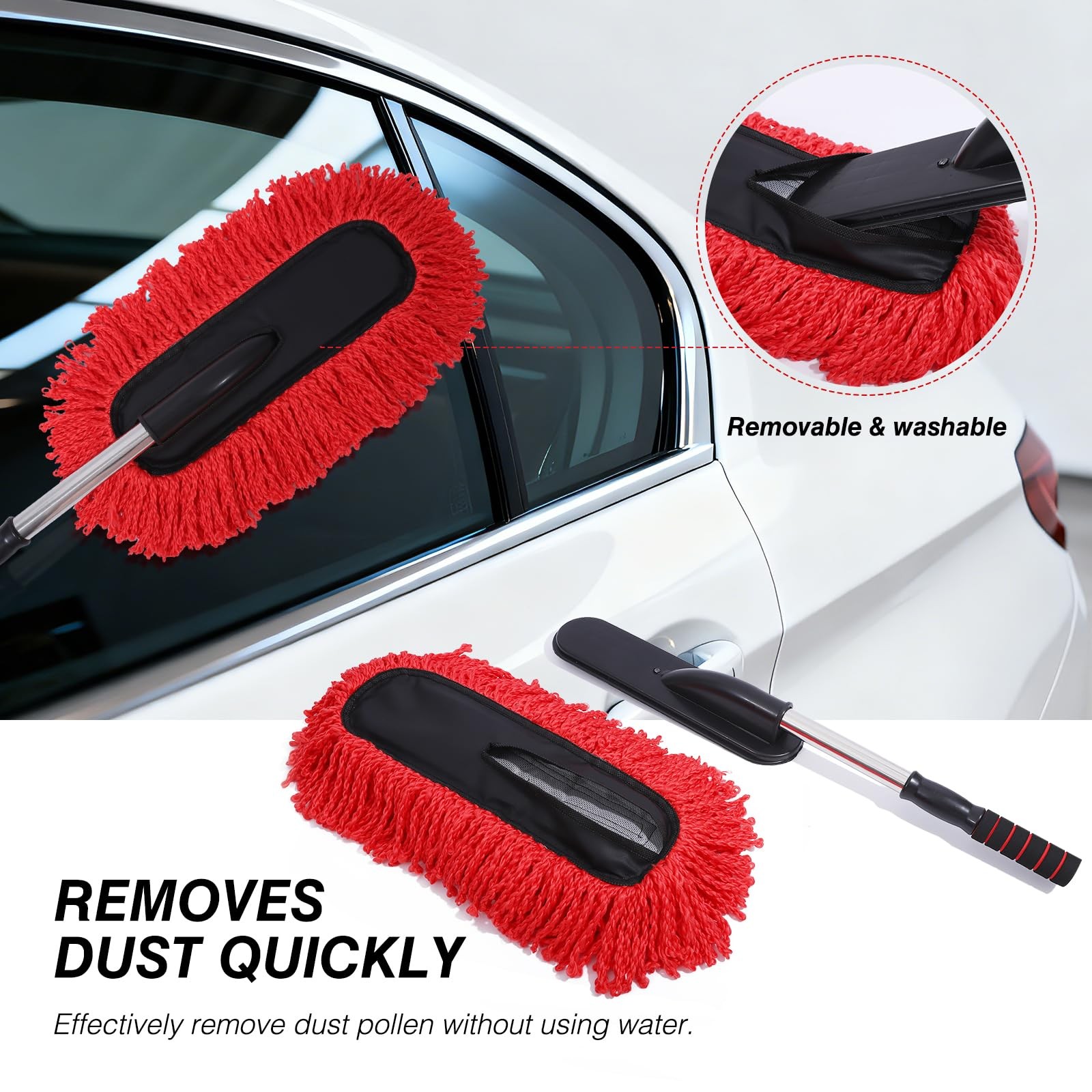 3 Pack Large Red Microfiber Car Duster Exterior Scratch with Extendable, Car …