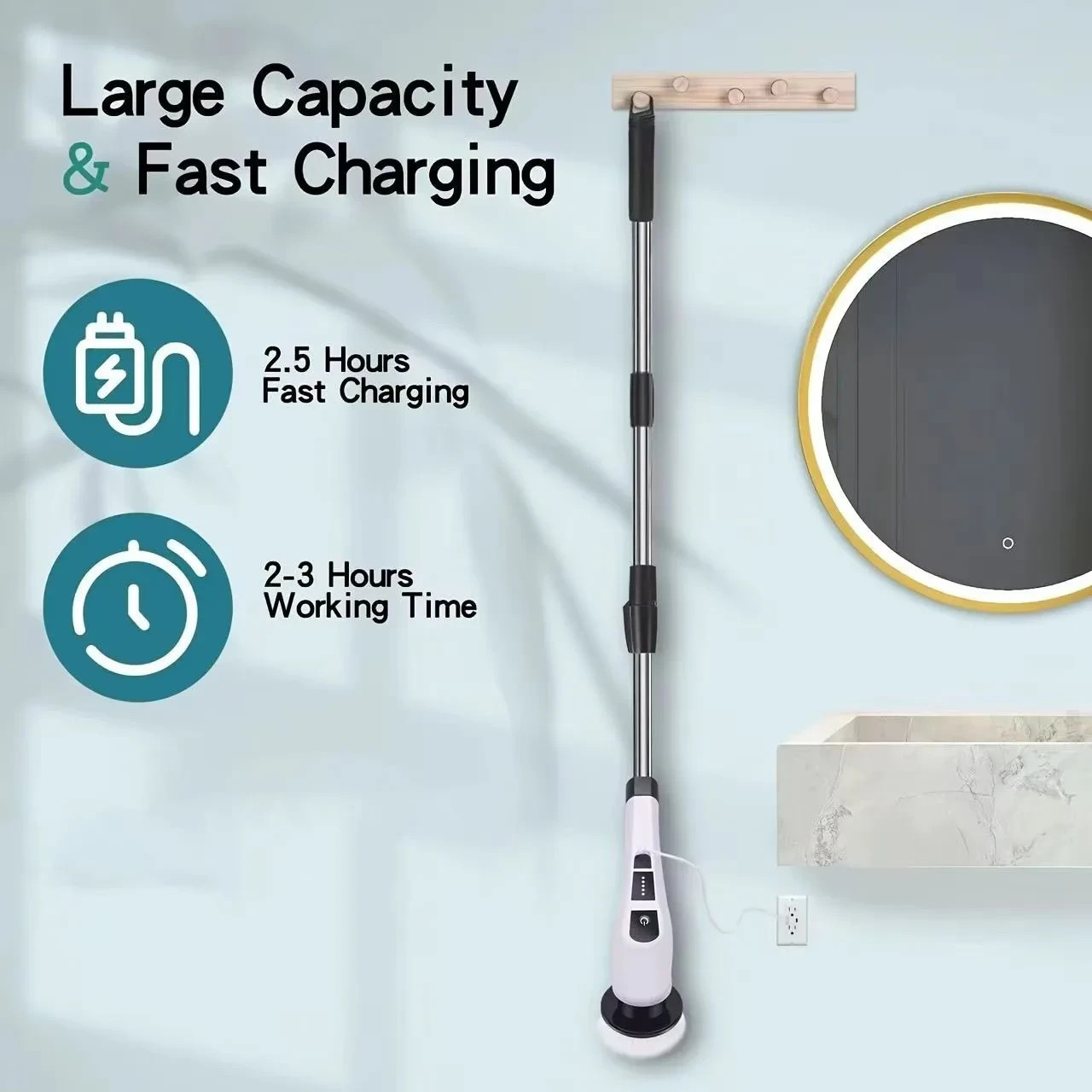 9 in 1 Electric Cleaning Brush Rotating Scrubber Bathroom Floor Tile Cleaner