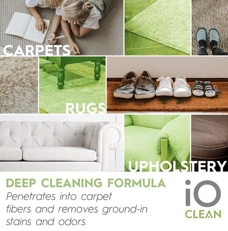 iO CLEAN Carpet Cleaner Shampoo 1000 ml/33.8oz Use Alone or in Machine Pet Safe