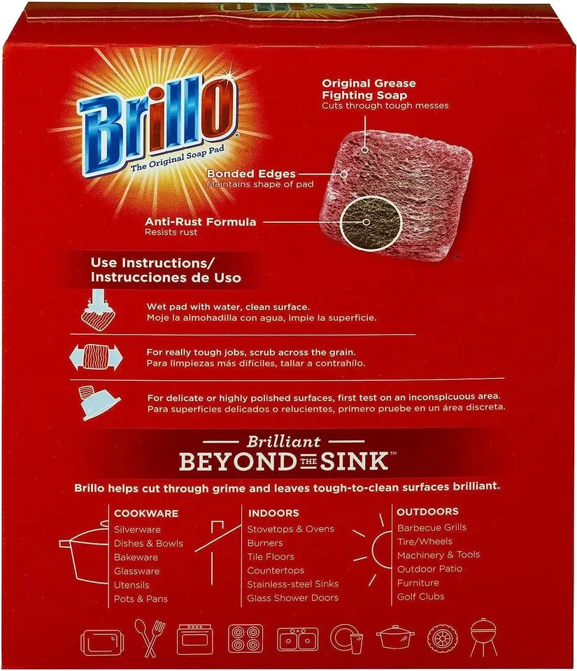 Brillo Steel Wool Soap Pads, Long Lasting, Original Scent Cleaning, 18 Count