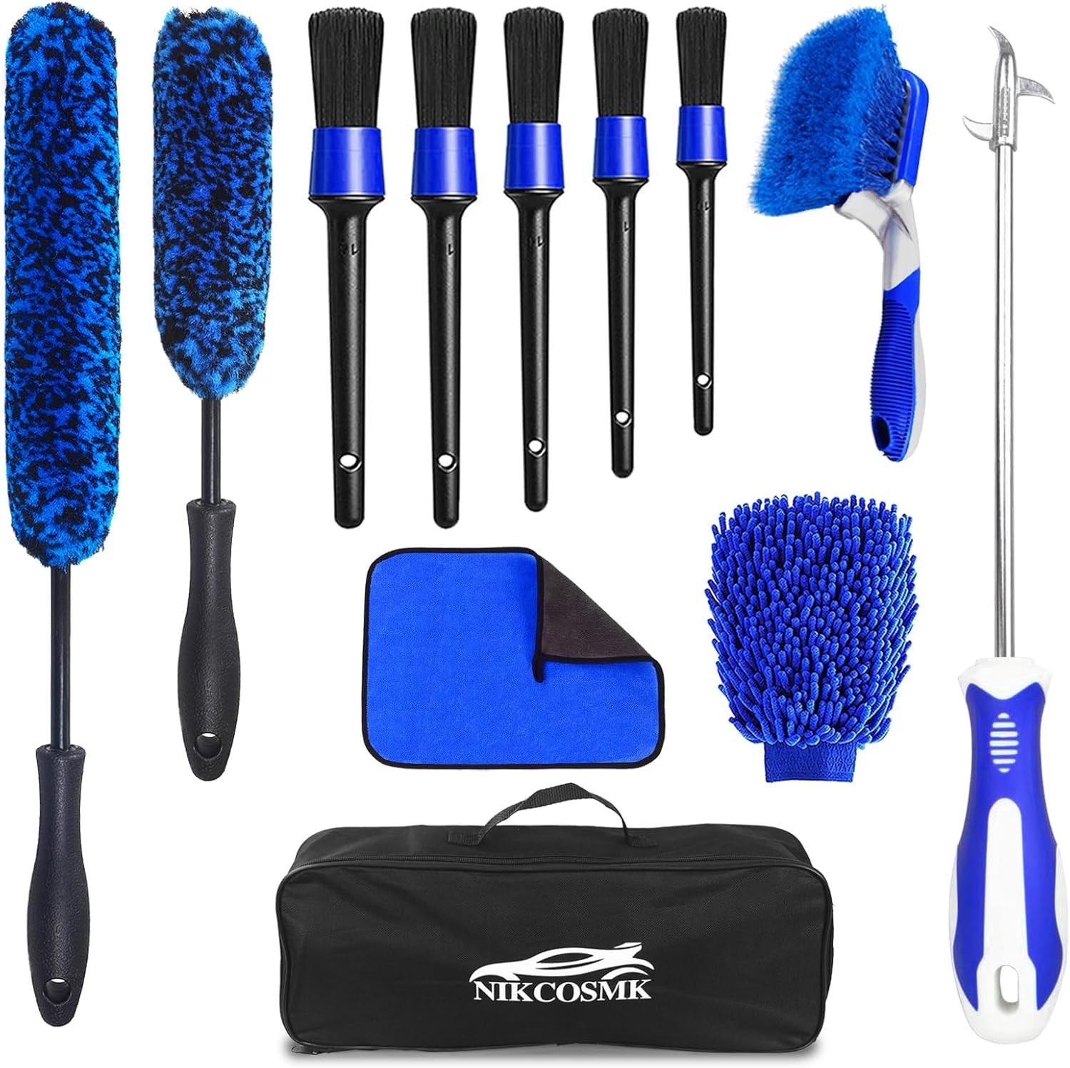 12Pcs Wheel Brush Kit for Cleaning Wheel & Tire,Wheel & Rim Brush, Car Detailing