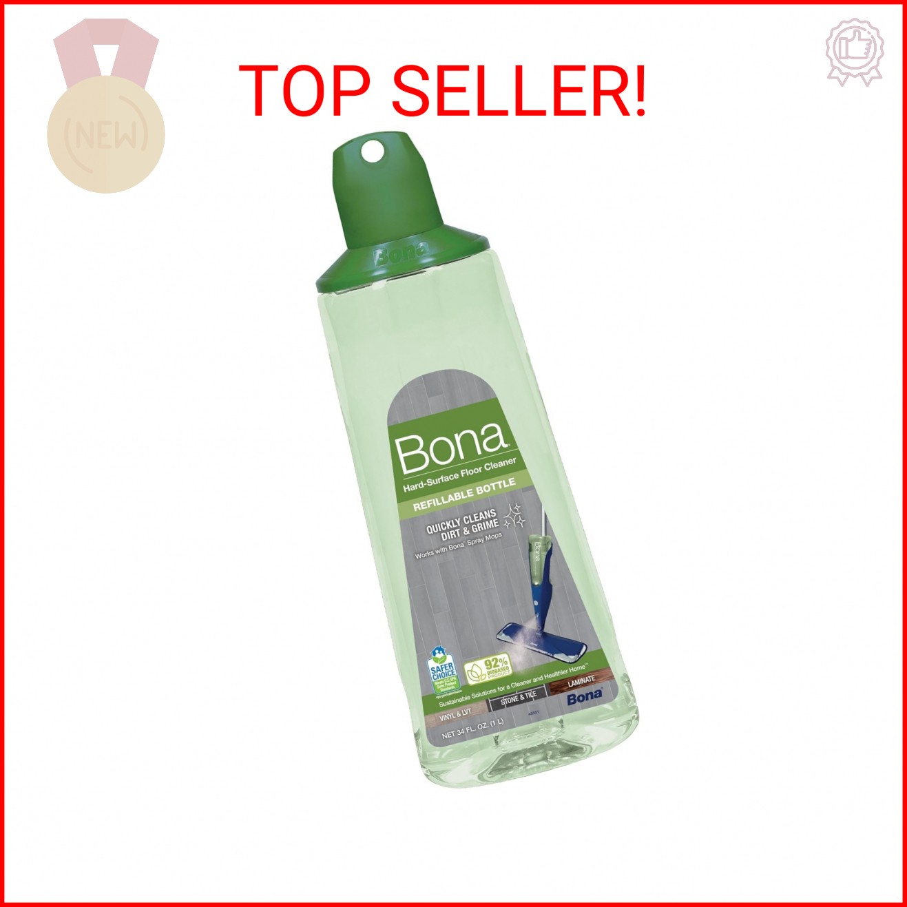 Bona Multi-Surface Hard Floor Cleaner Spray Mop Cartridge – 34 fl oz – Unscented
